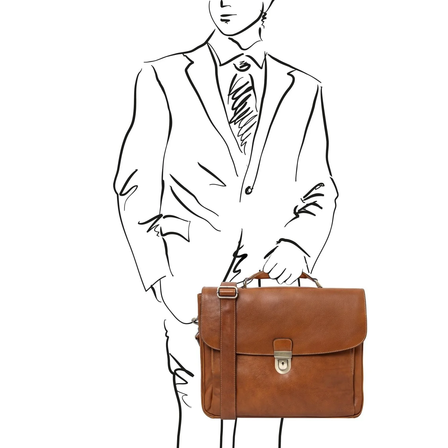 Alessandria - Matte leather multi compartment laptop briefcase | TL142067 - Image 32