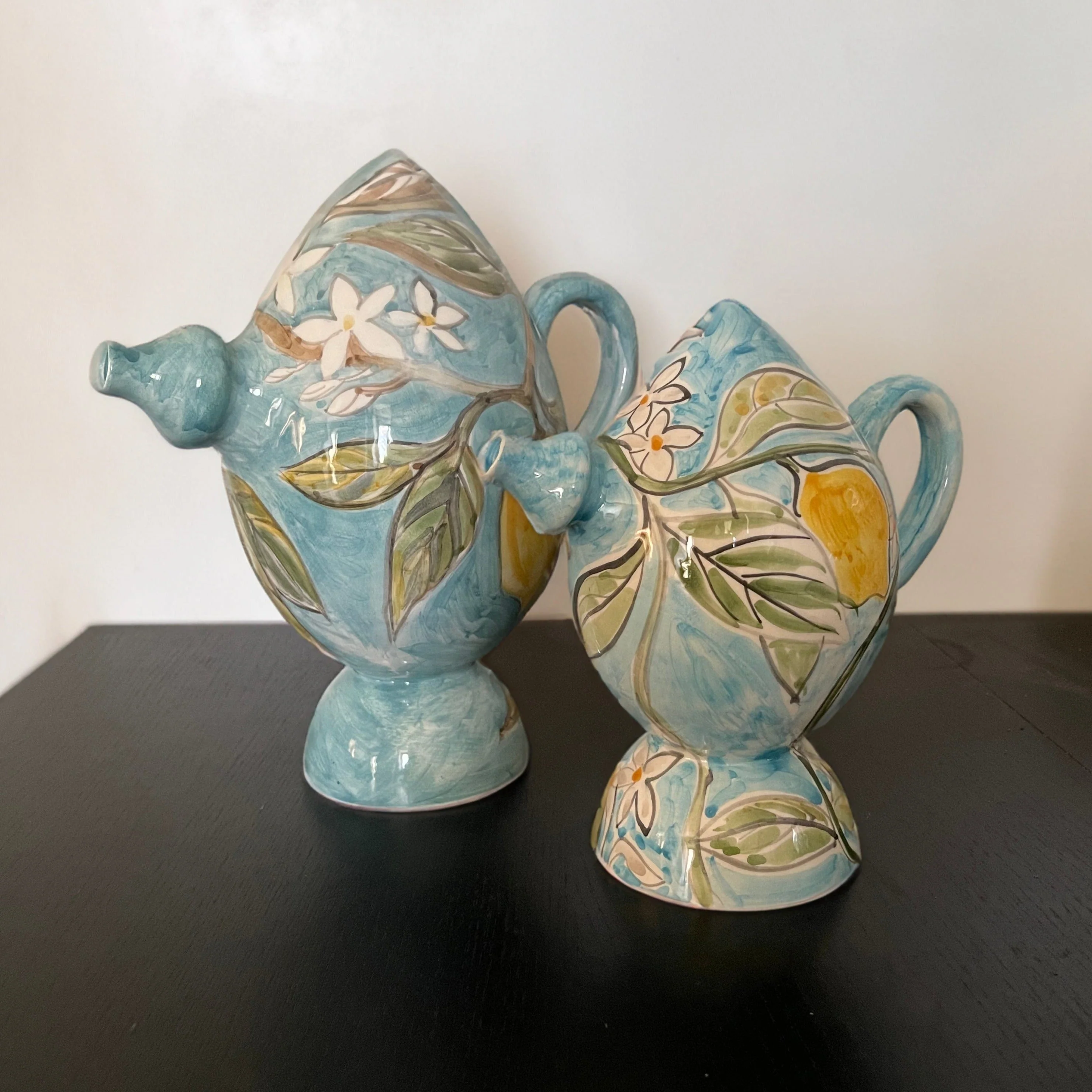 "Bummulo Malandrino" Ceramic Sicilian Jug - Blue with Lemons and Orange Blossoms - Image 5