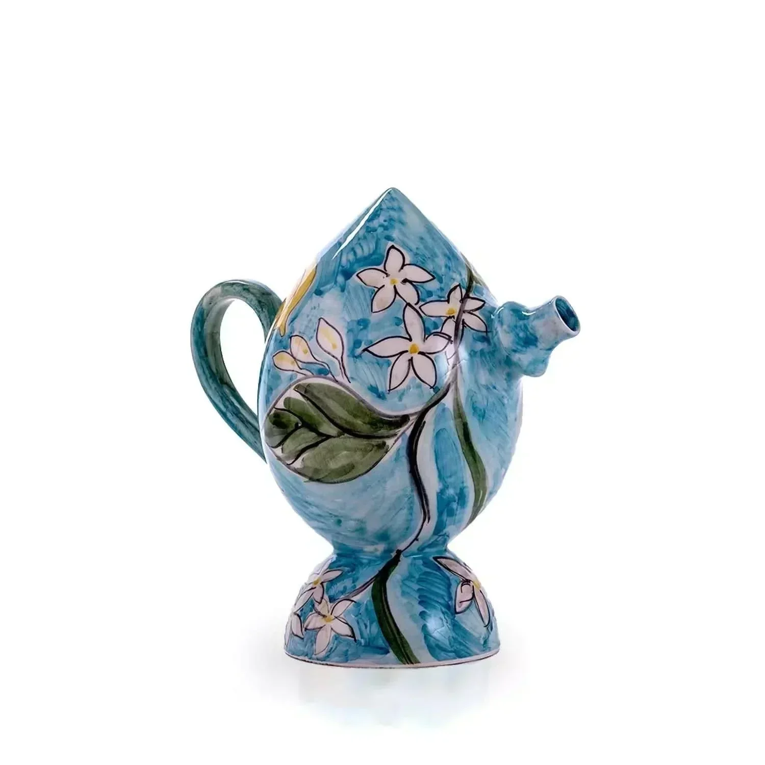 "Bummulo Malandrino" Ceramic Sicilian Jug - Blue with Lemons and Orange Blossoms - Image 6