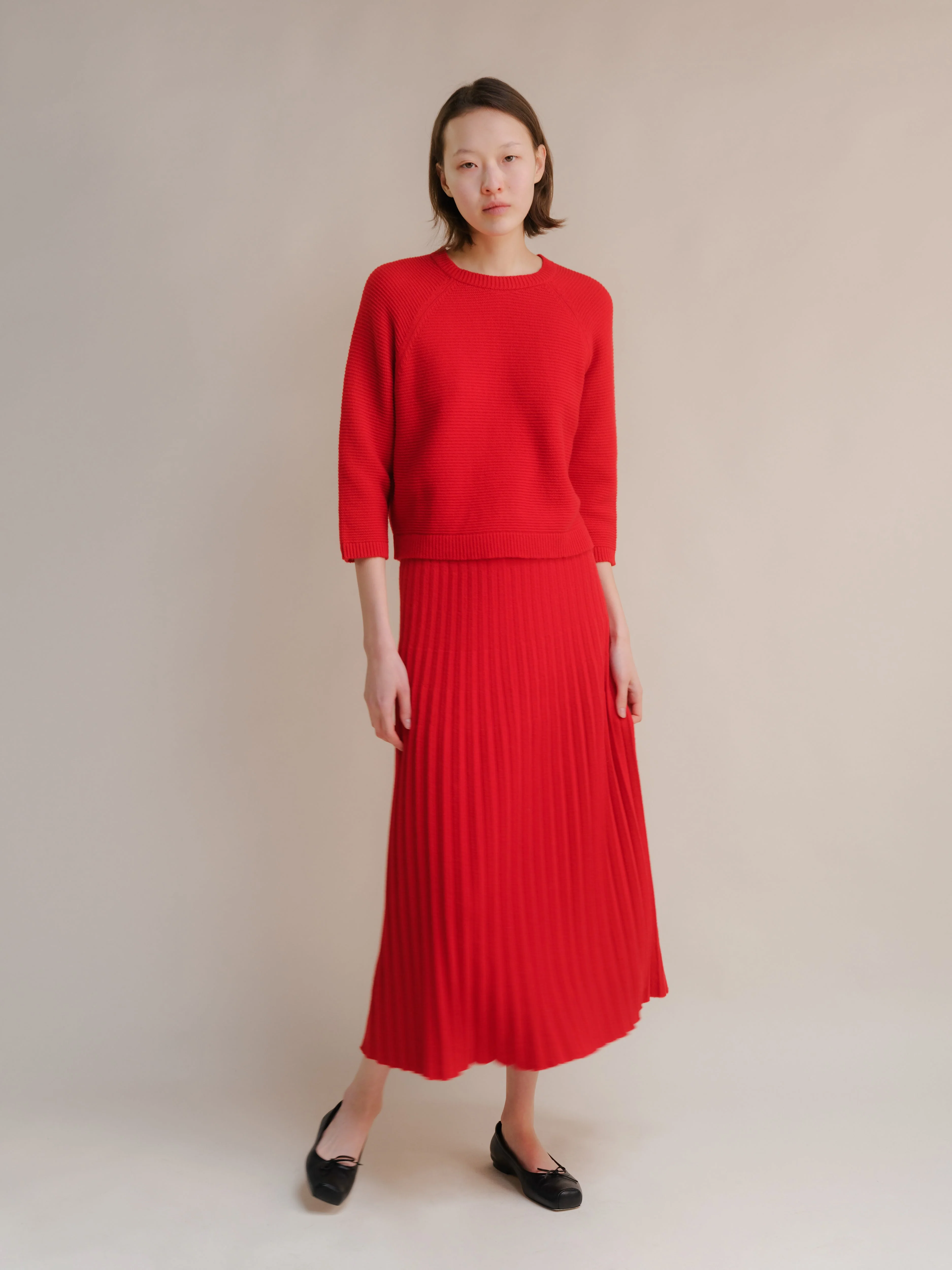 Cashmere Mix Cropped 3/4 Sleeve Pullover - Image 14