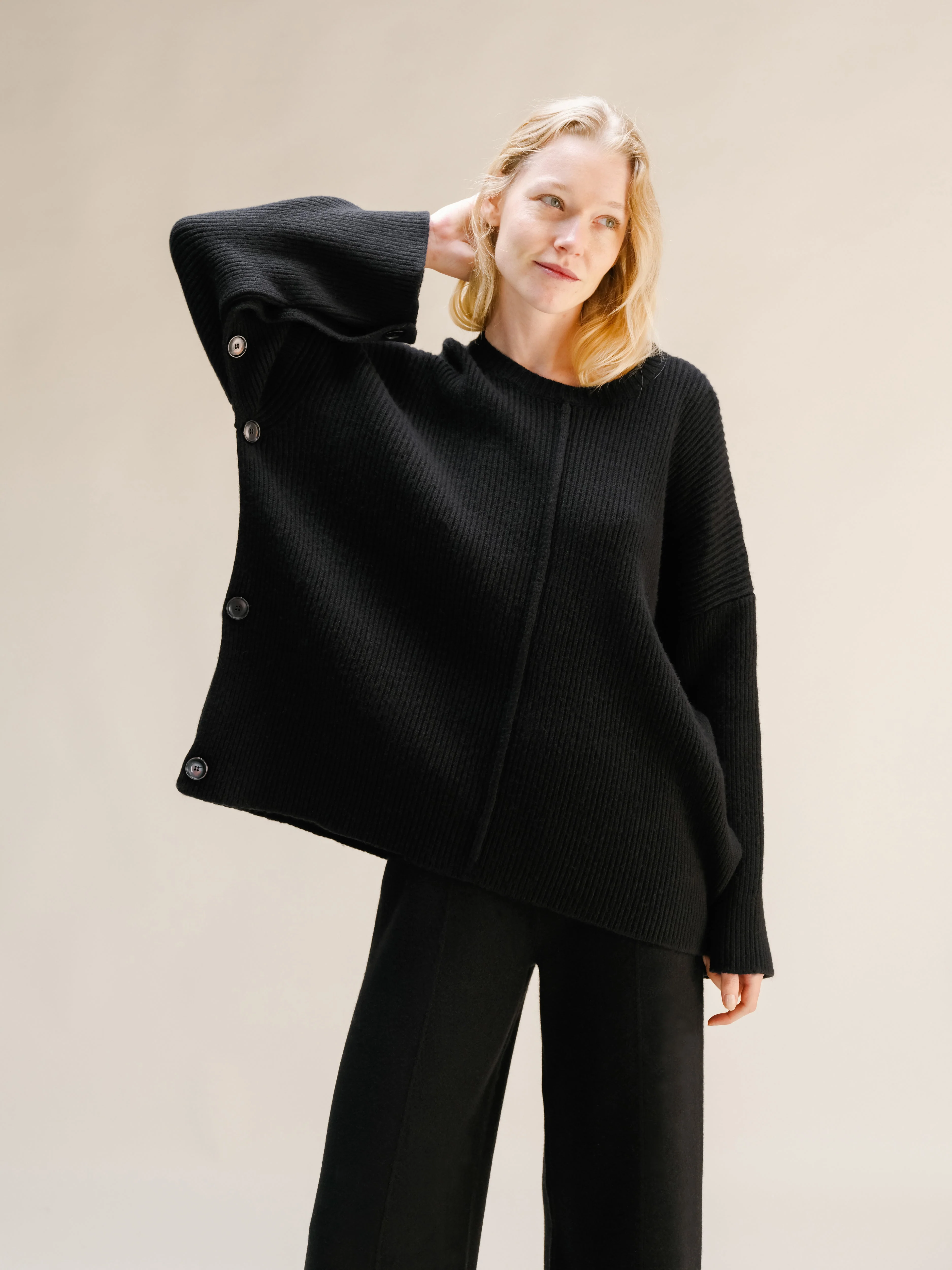 Wool & Cashmere Mix Oversized Cape Sweater - Image 11