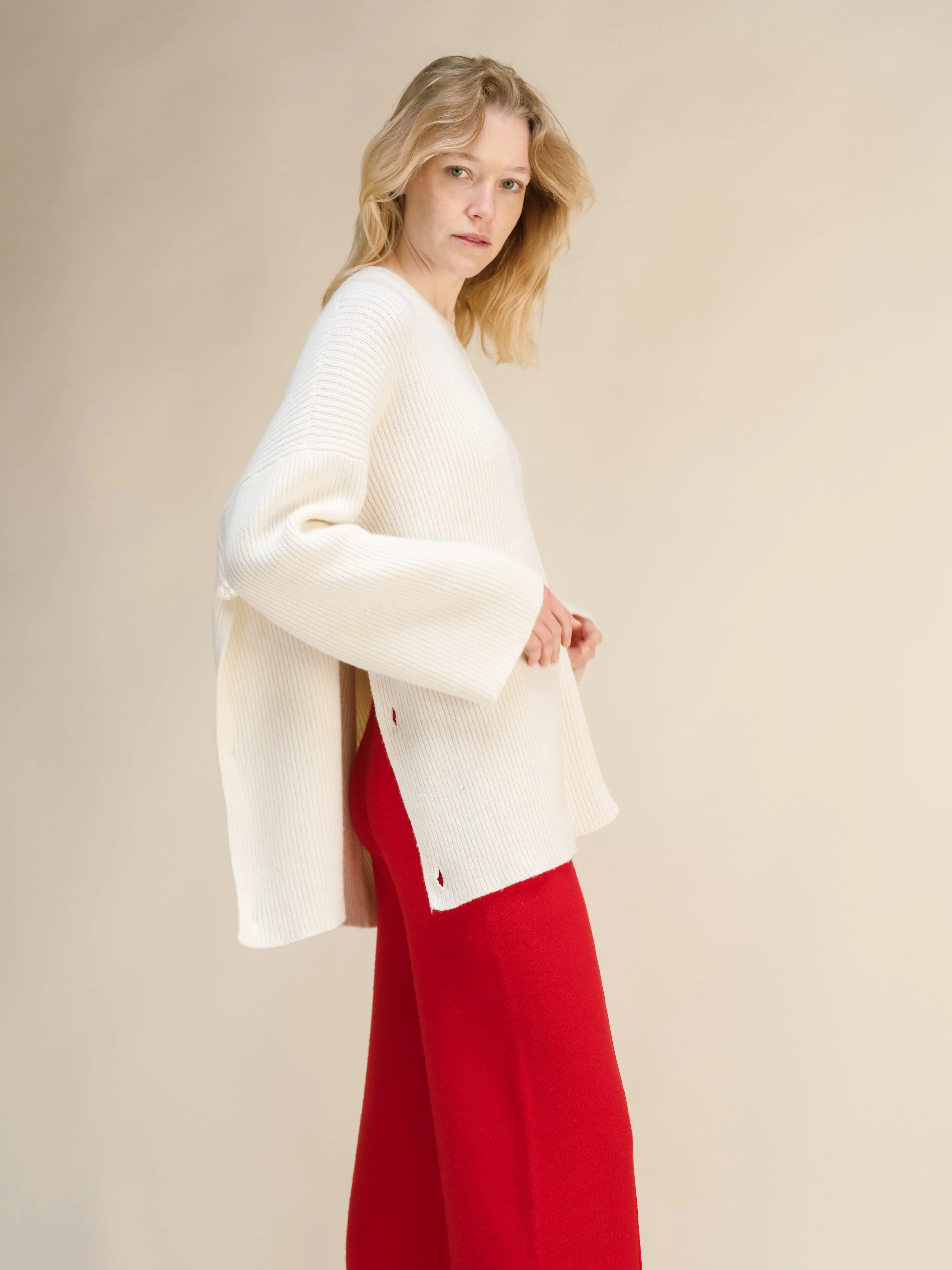 Wool & Cashmere Mix Oversized Cape Sweater - Image 6