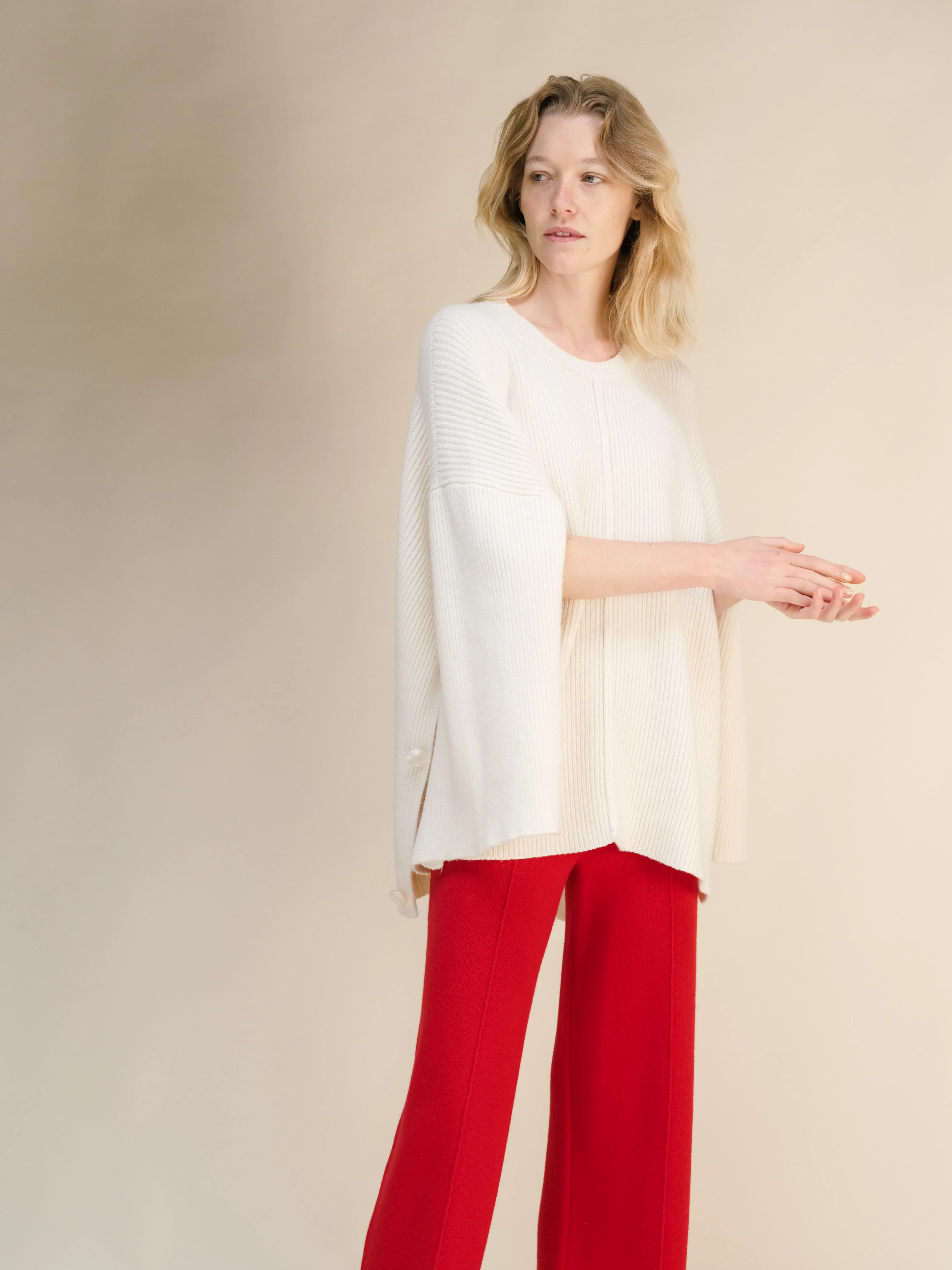 Wool & Cashmere Mix Oversized Cape Sweater - Image 7