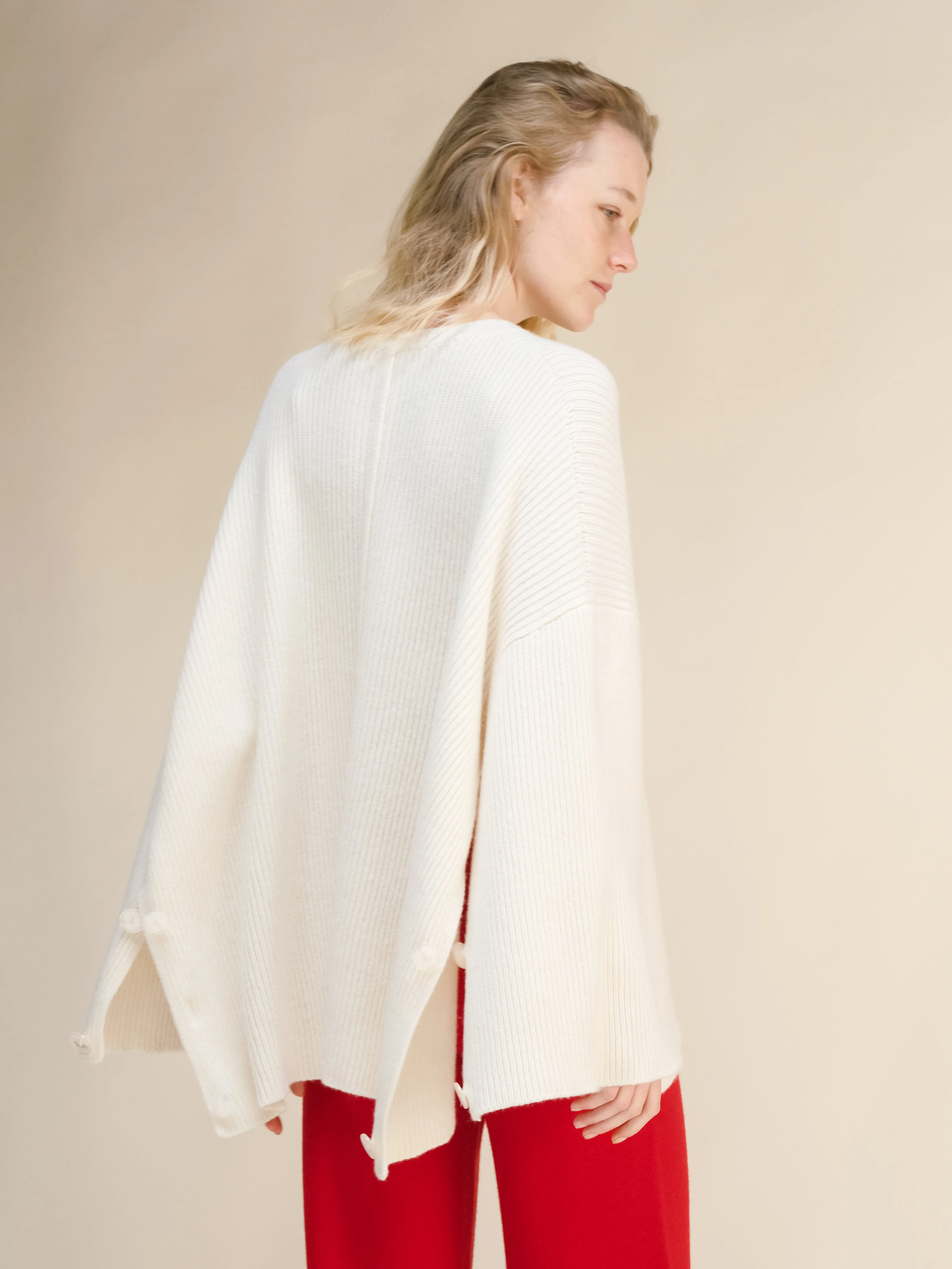 Wool & Cashmere Mix Oversized Cape Sweater - Image 9