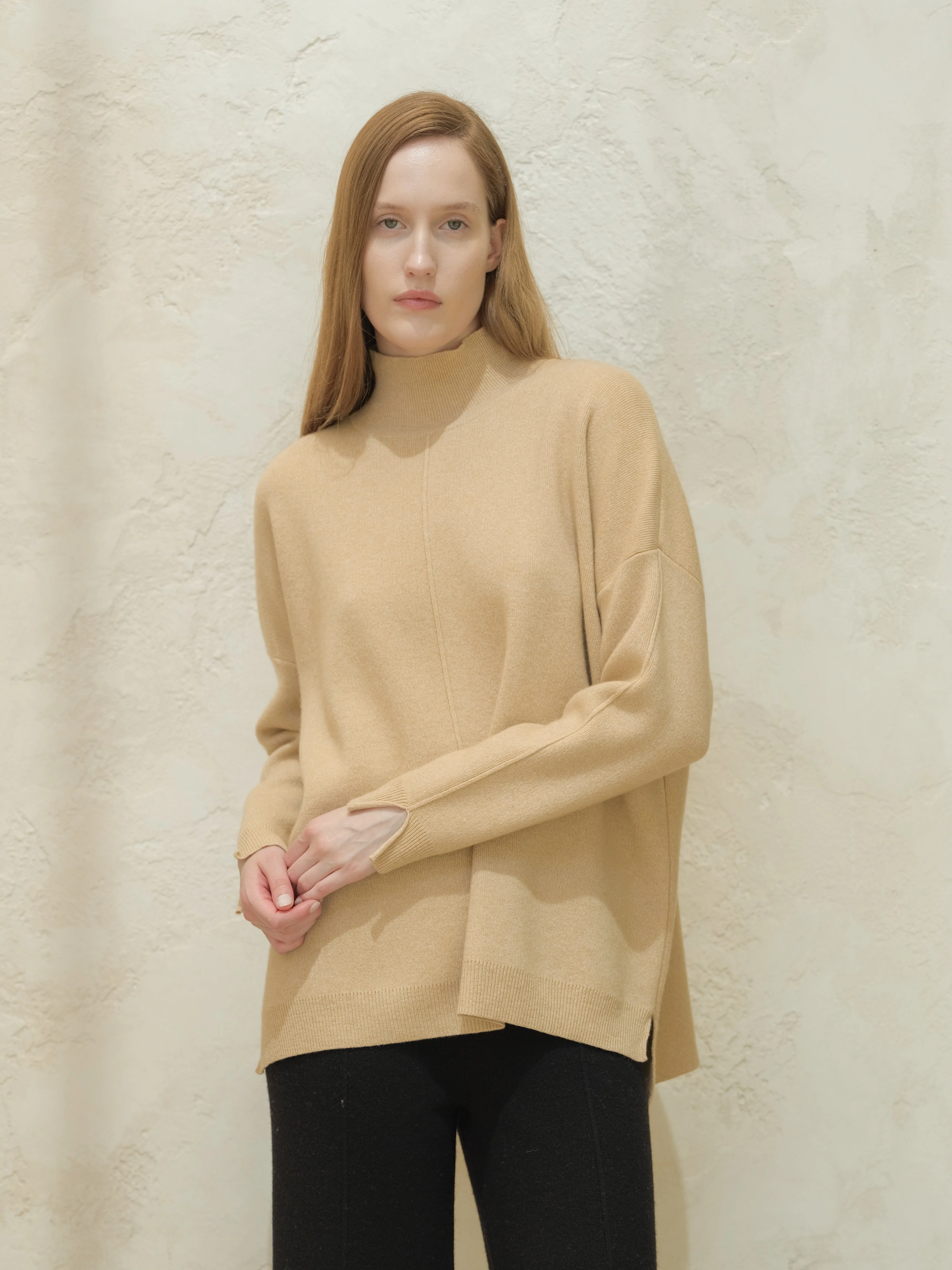 Wool & Cashmere Mix Solid Maxi Turtleneck Sweater - Image 28