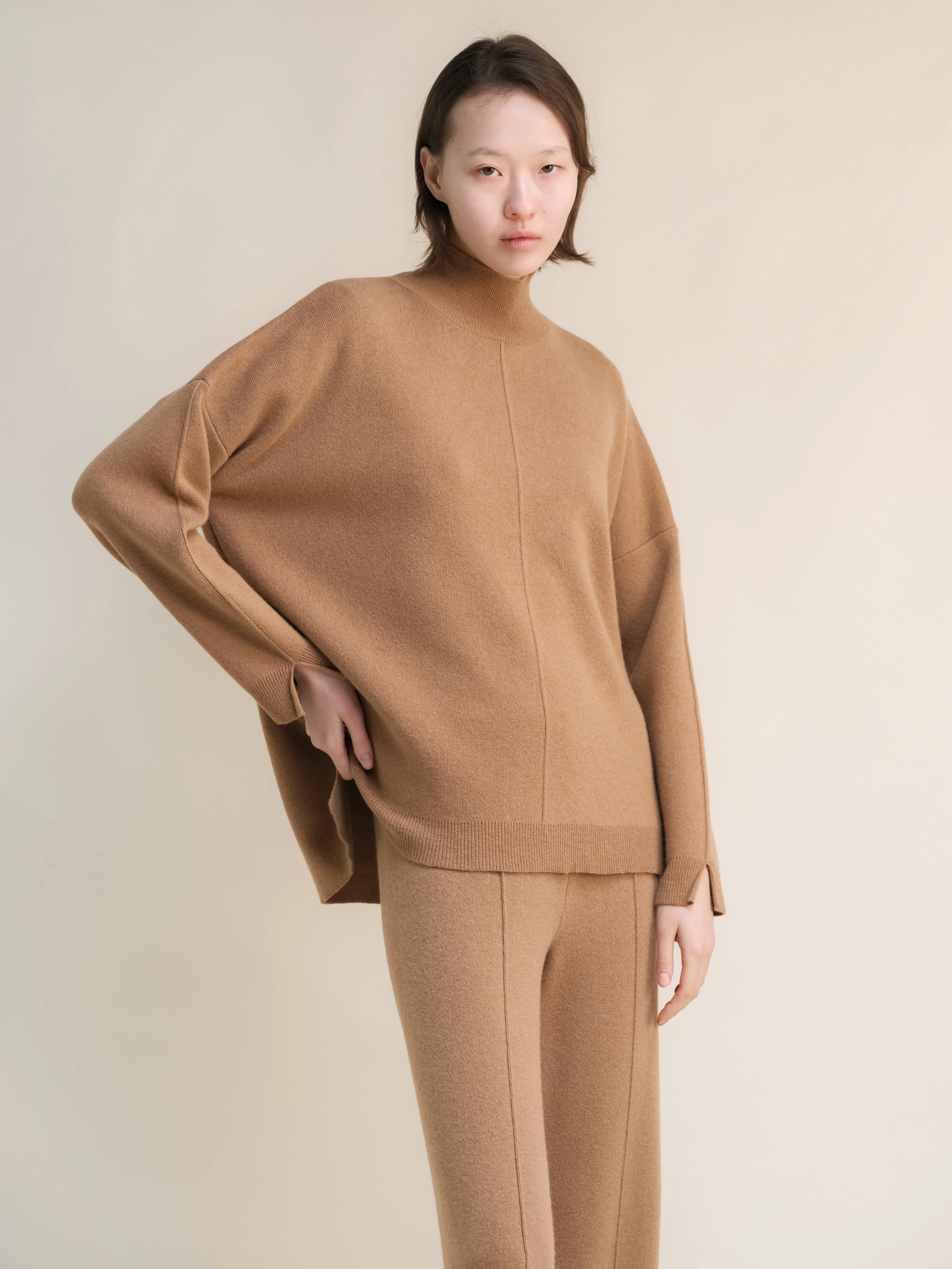 Wool & Cashmere Mix Solid Maxi Turtleneck Sweater - Image 41