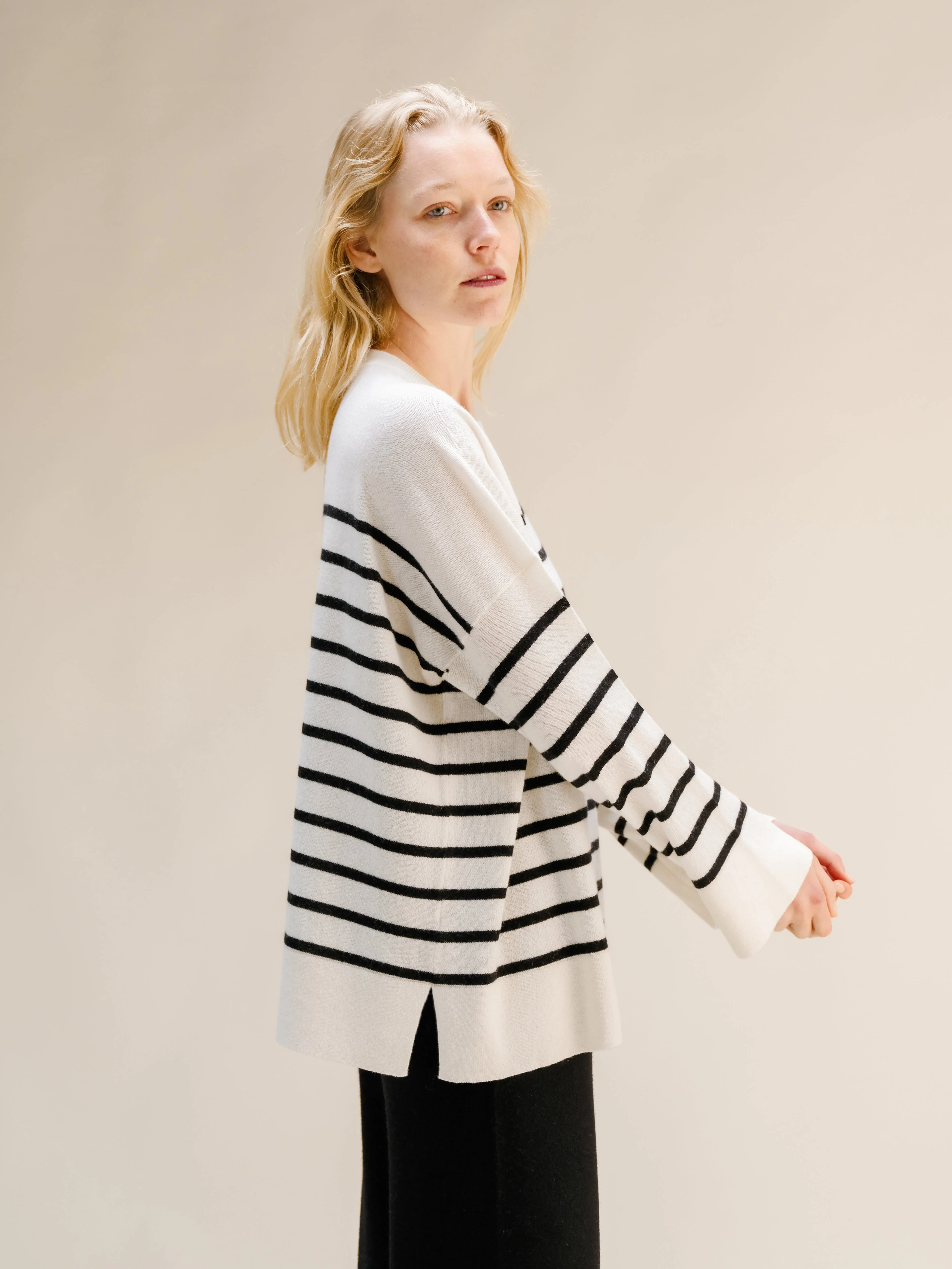 Cashmere Mix Striped Crewneck Sweater - Image 7