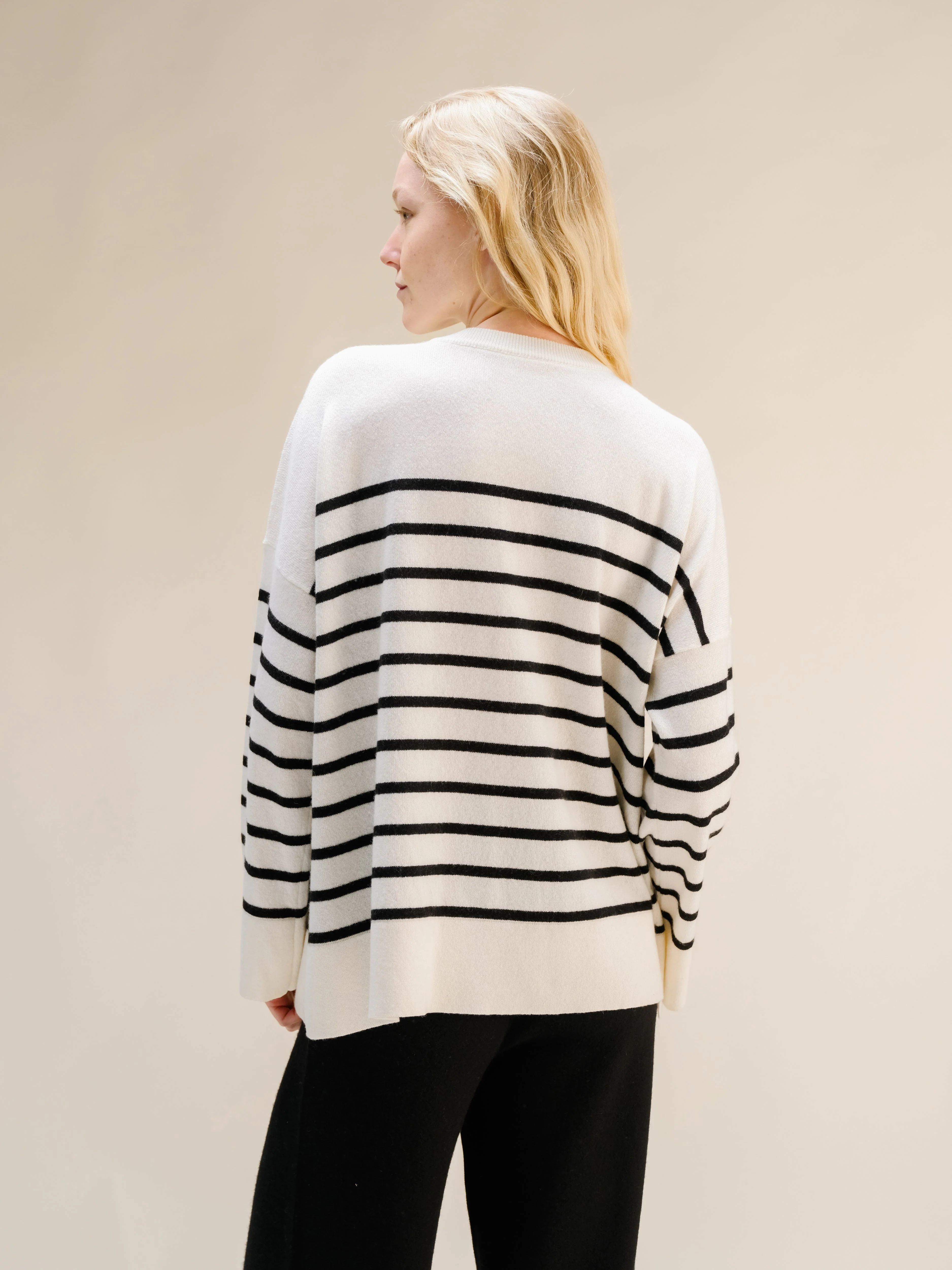 Cashmere Mix Striped Crewneck Sweater - Image 8