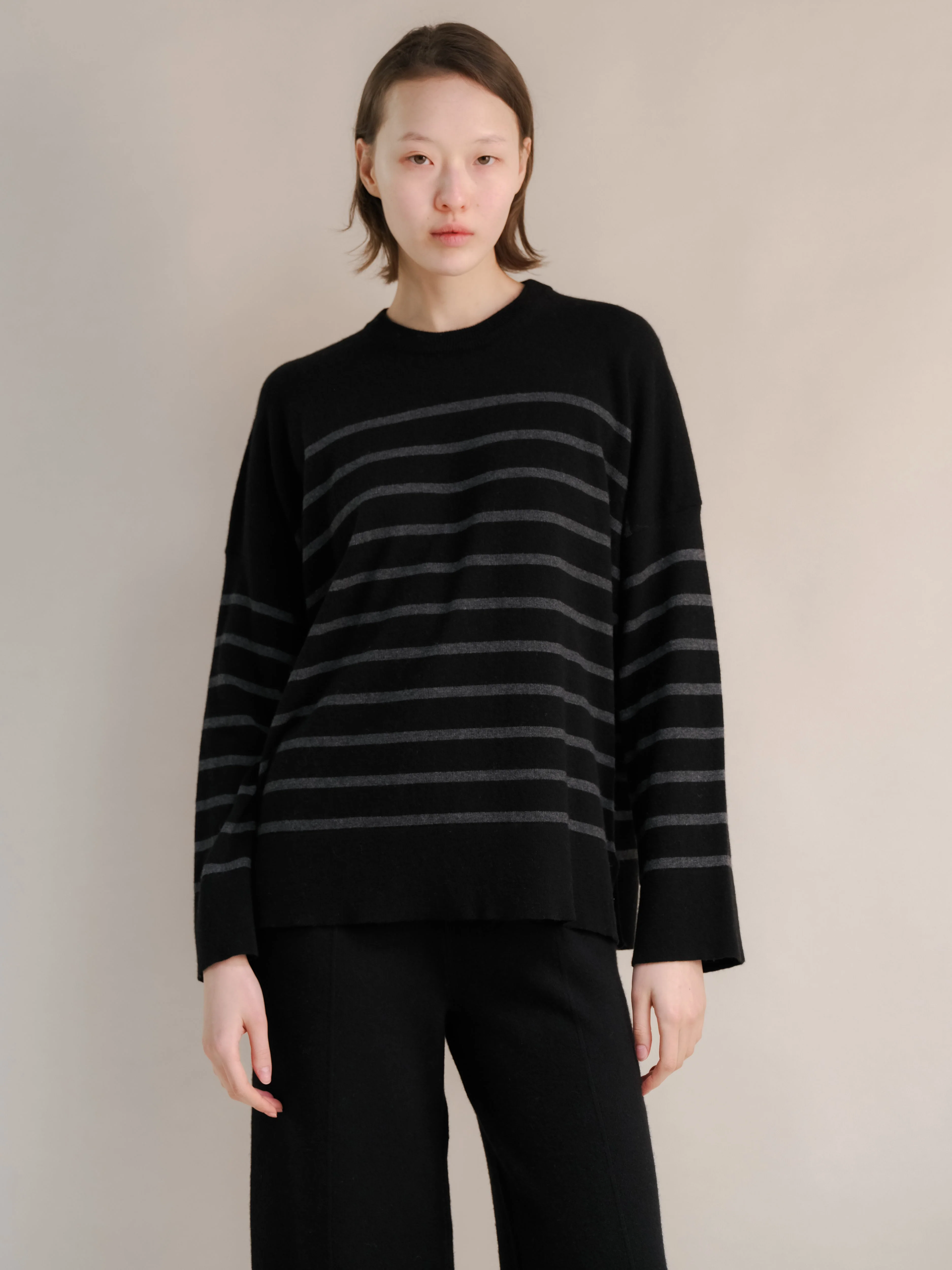 Cashmere Mix Striped Crewneck Sweater - Image 9