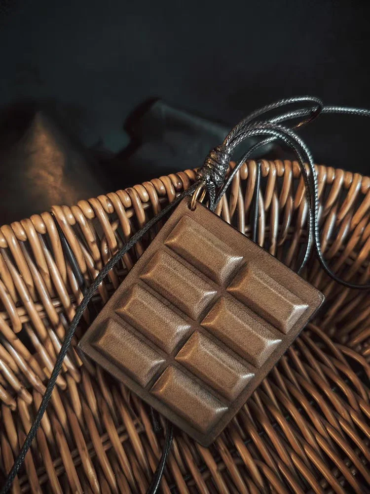 Chocolate Bar Bag Charm - Handmade Full-Grain Leather - Image 3