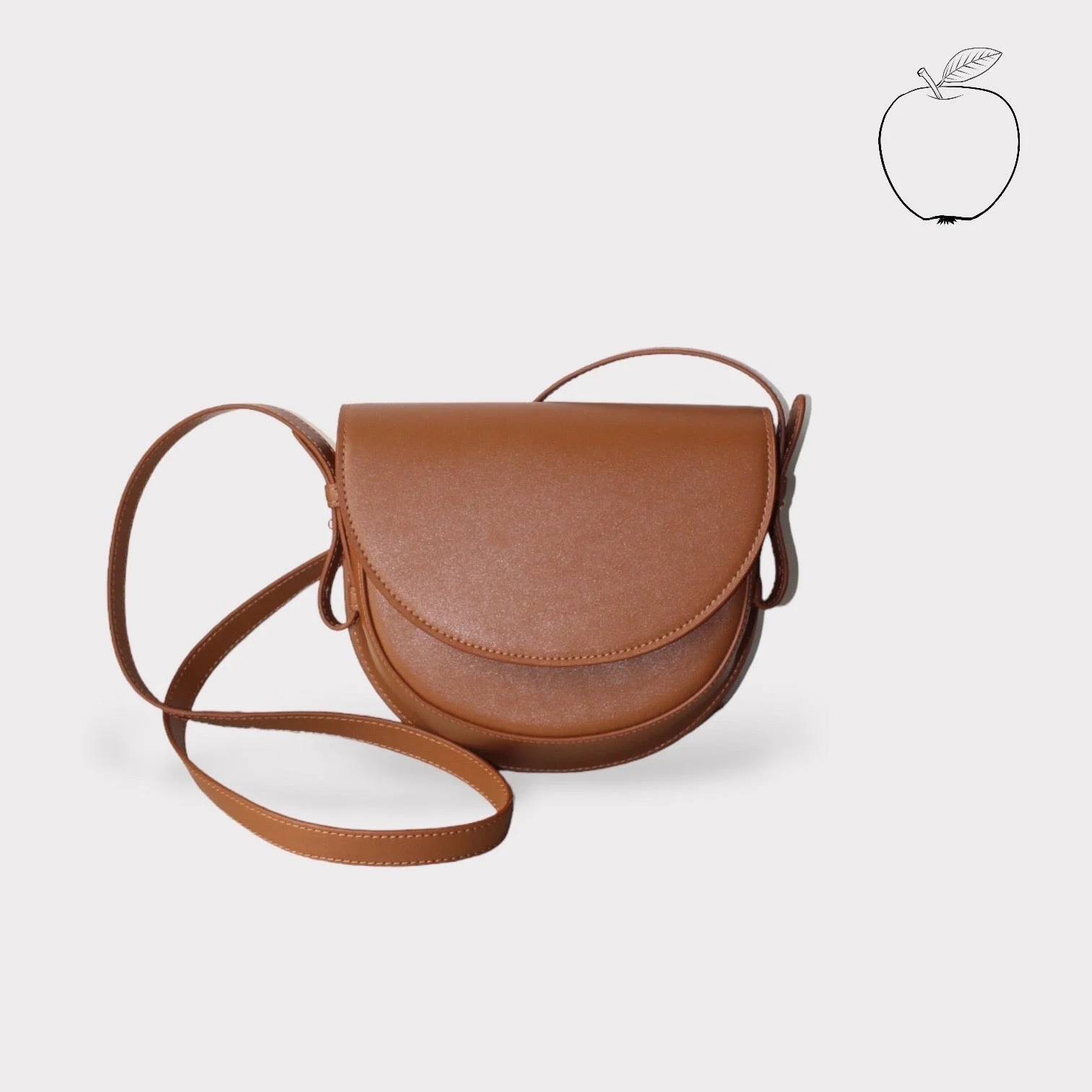 Coco - Apple Leather Saddle Bag - Brown - Image 4