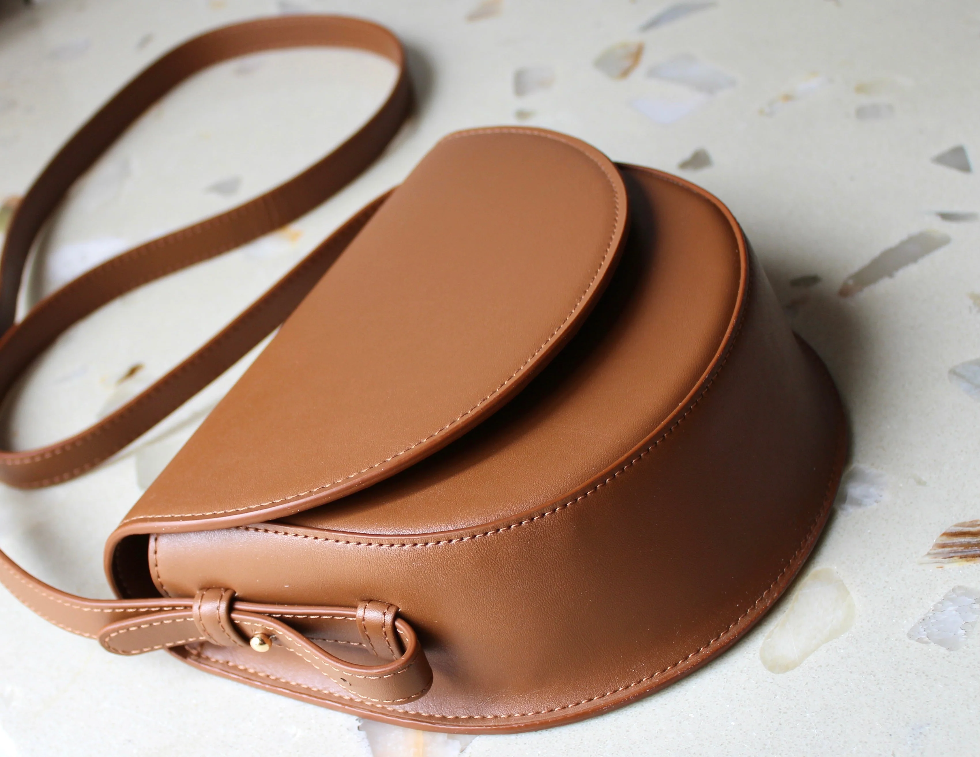 Coco - Apple Leather Saddle Bag - Brown - Image 6