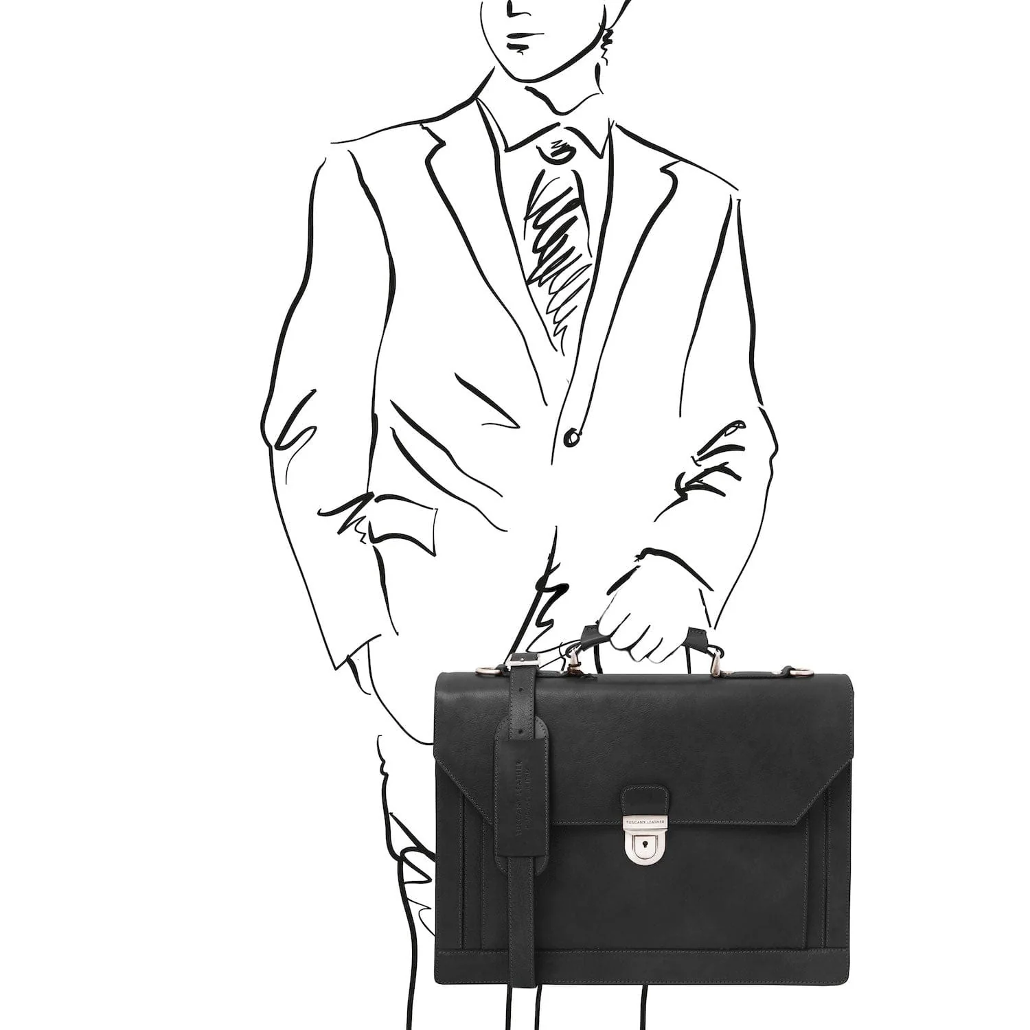 Cremona - 3 compartment matte leather briefcase | TL142448 - Image 14