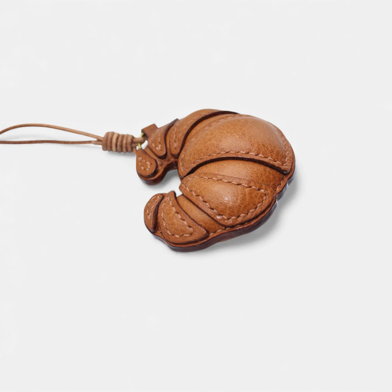 Croissant Bag Charm - Handmade Full-Grain Leather - Image 2