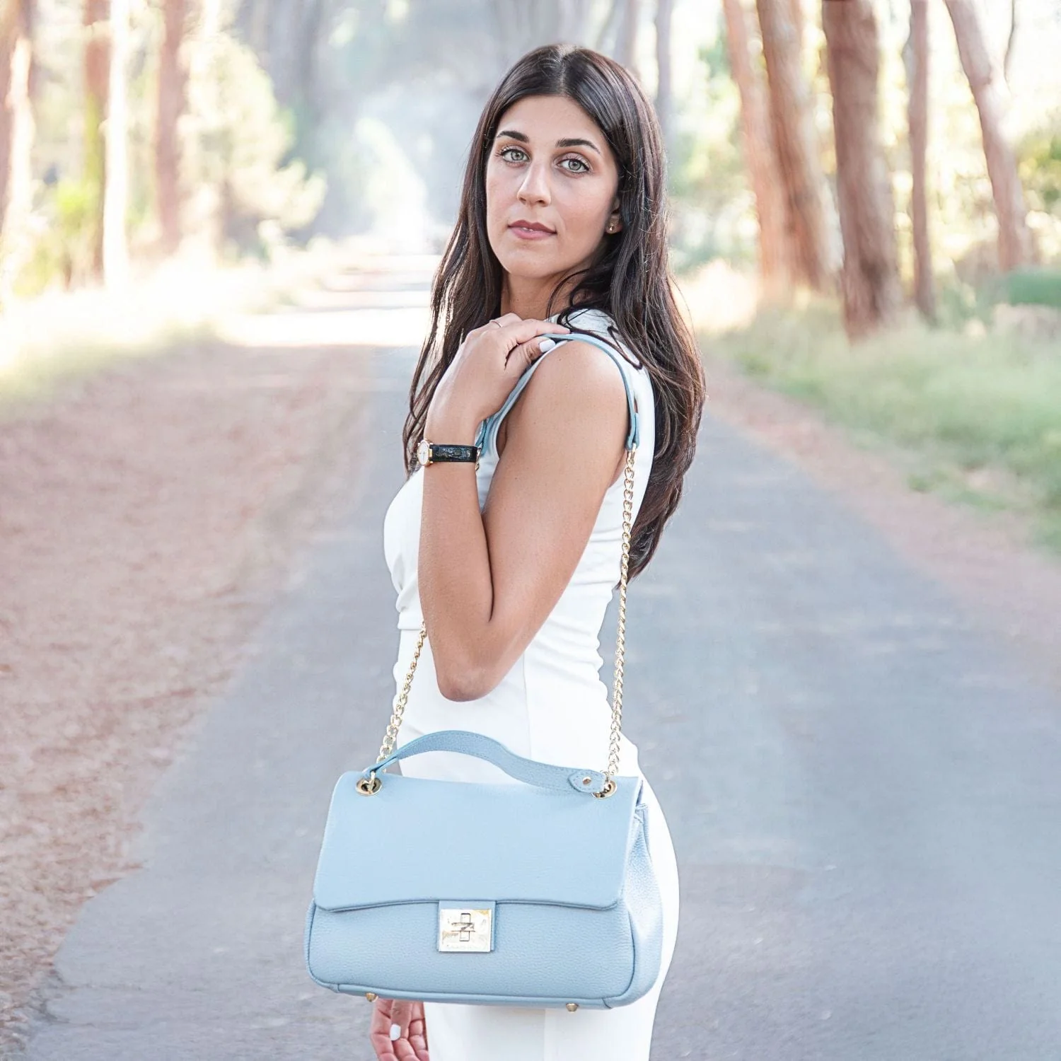 Elettra - Soft leather shoulder bag with chain strap | TL142353