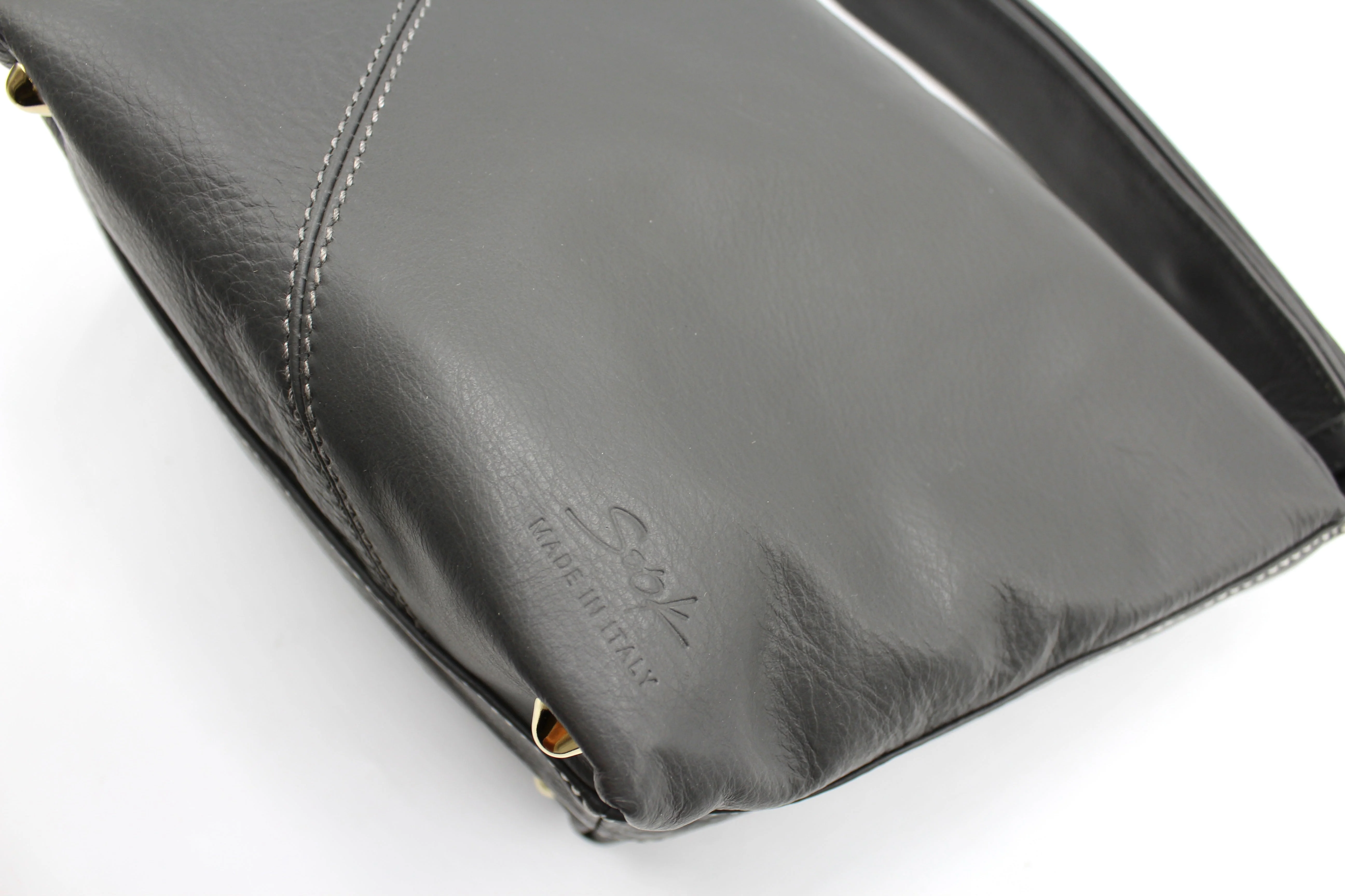 Evy - Genuine Leather Pouch Shoulder Bag - Ash Grey - Image 5