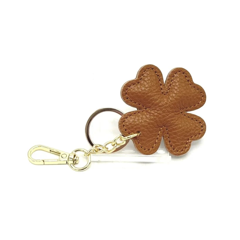 Italian Leather 4-Leaf Clover Keyring & Bag Charm - Image 4