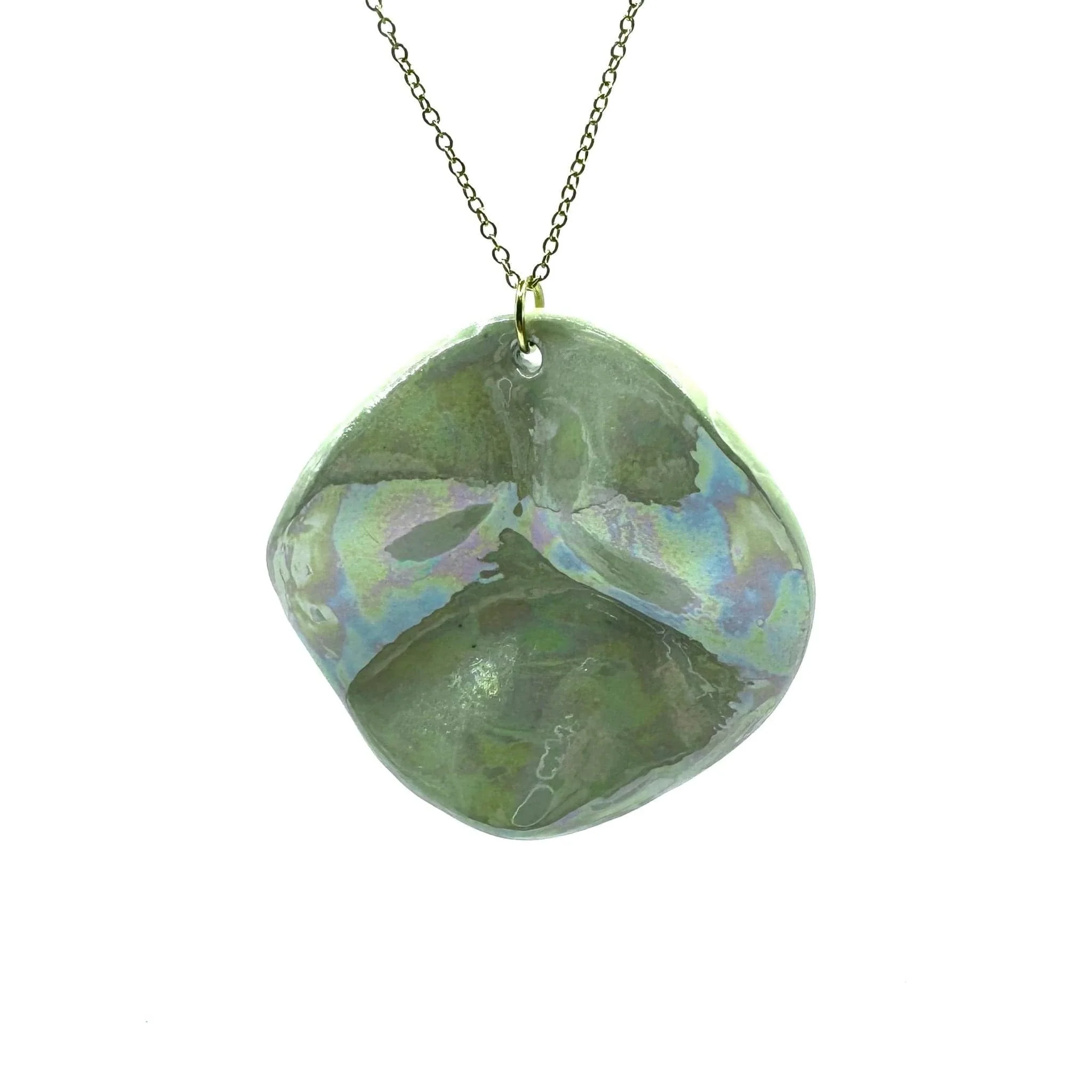 Perla | Handcrafted pearl sage-green ceramic necklace - Image 5