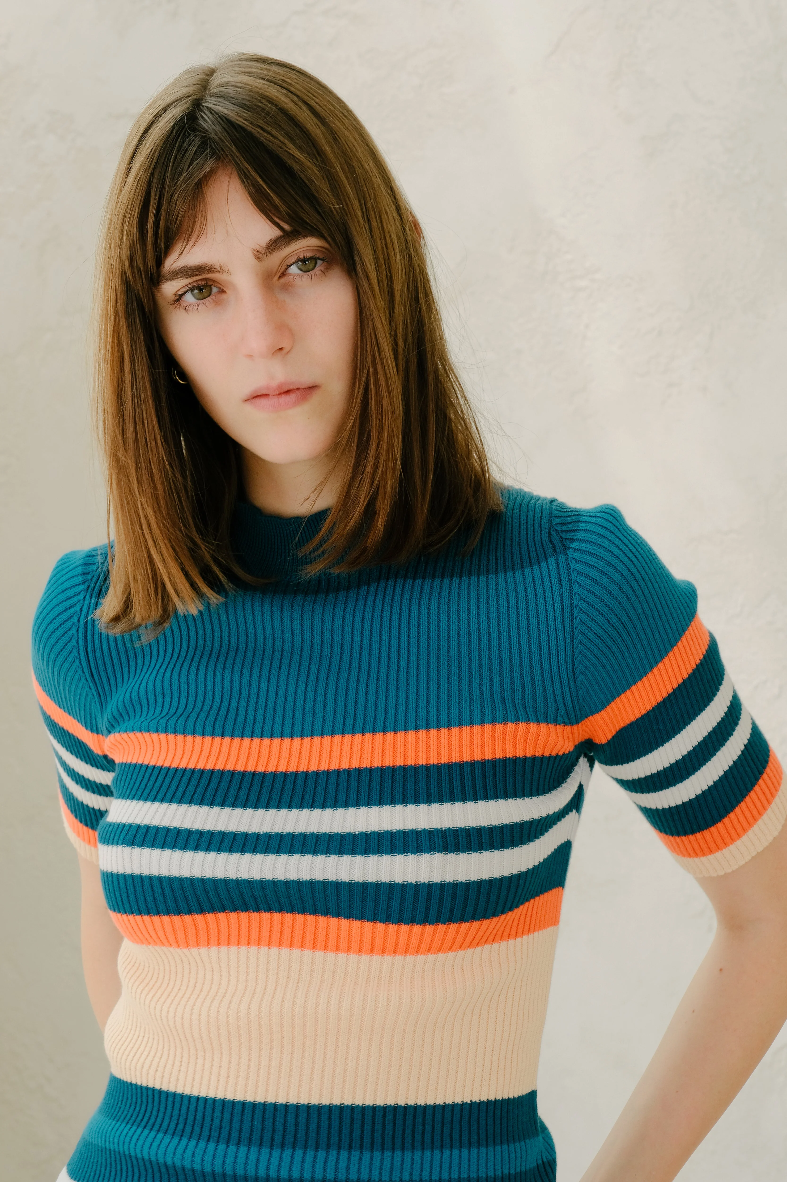 Pima Cotton Stripes Ribbed T-Shirt - Image 4