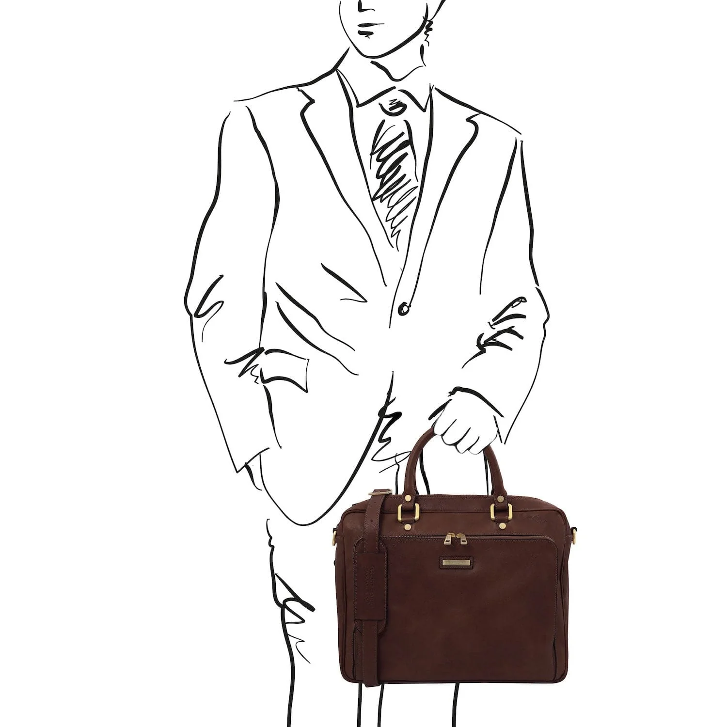 Pisa - Matte leather laptop briefcase with front pocket | TL142427 - Image 13