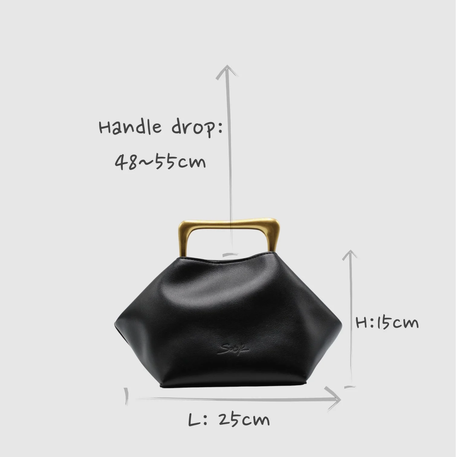 Sora - Metallic Handbag/Shoulder Bag Black - Image 9