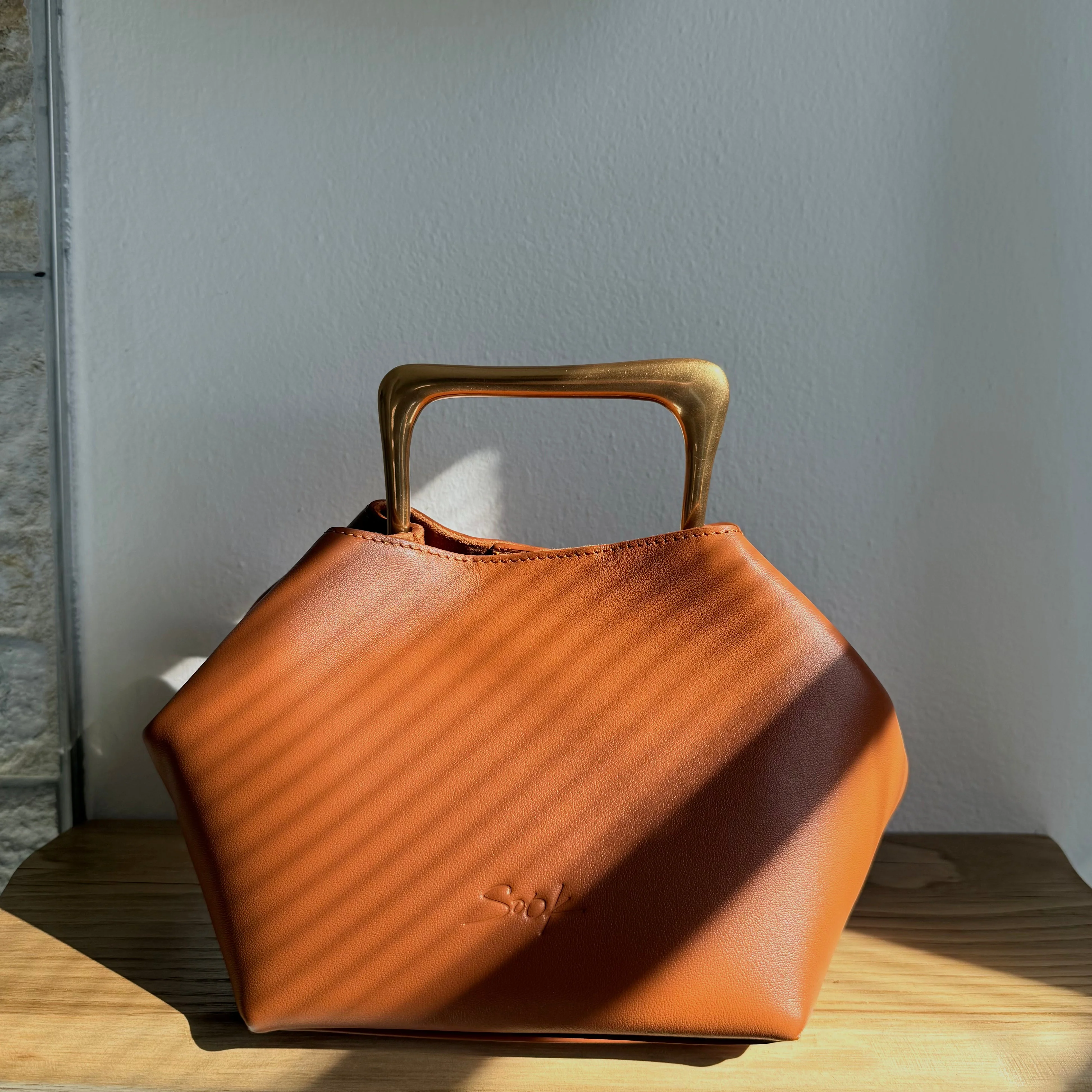 Sora - Metallic Handbag/Shoulder Bag Brown - Image 3