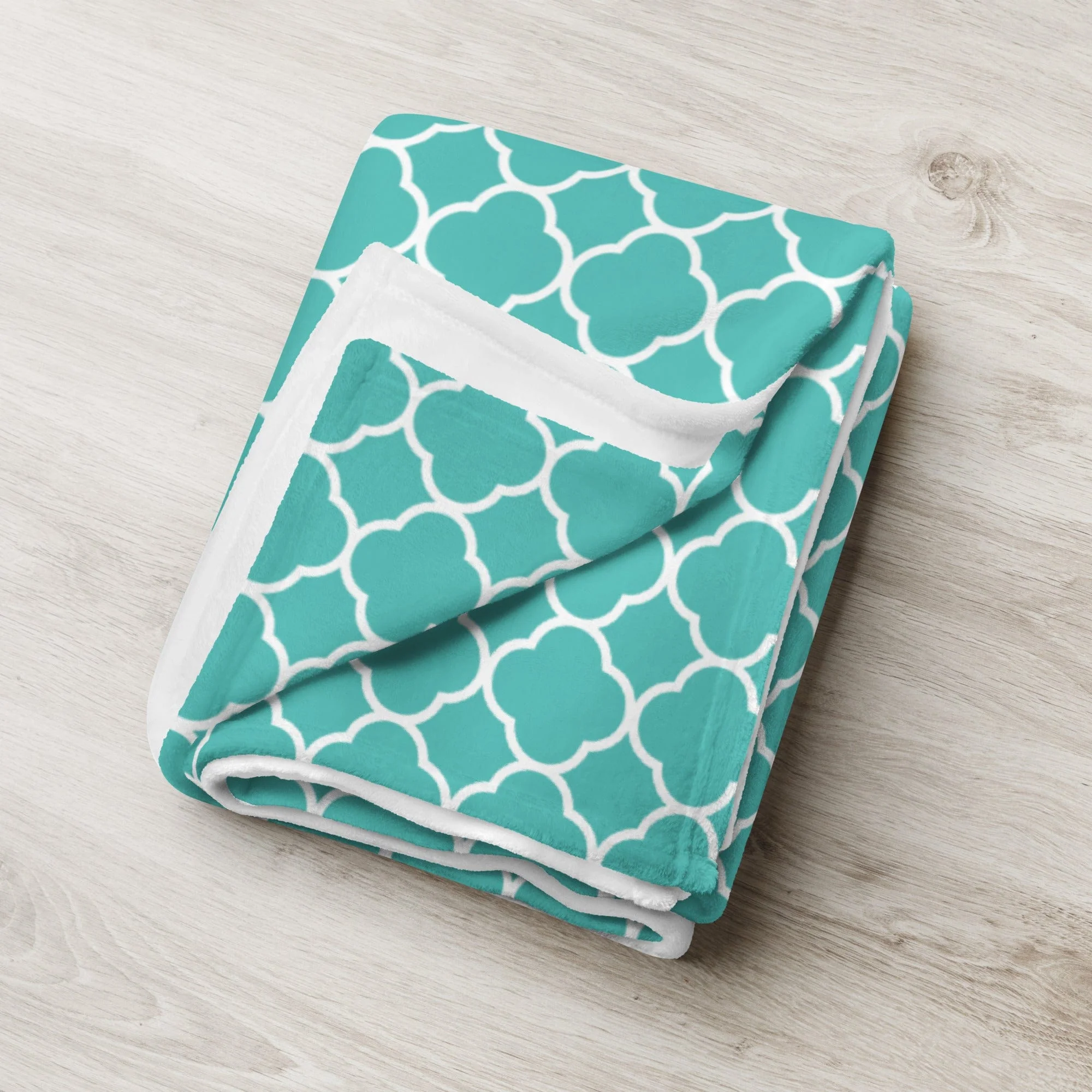 Turquoise Quatrefoil Throw Blanket - Image 10