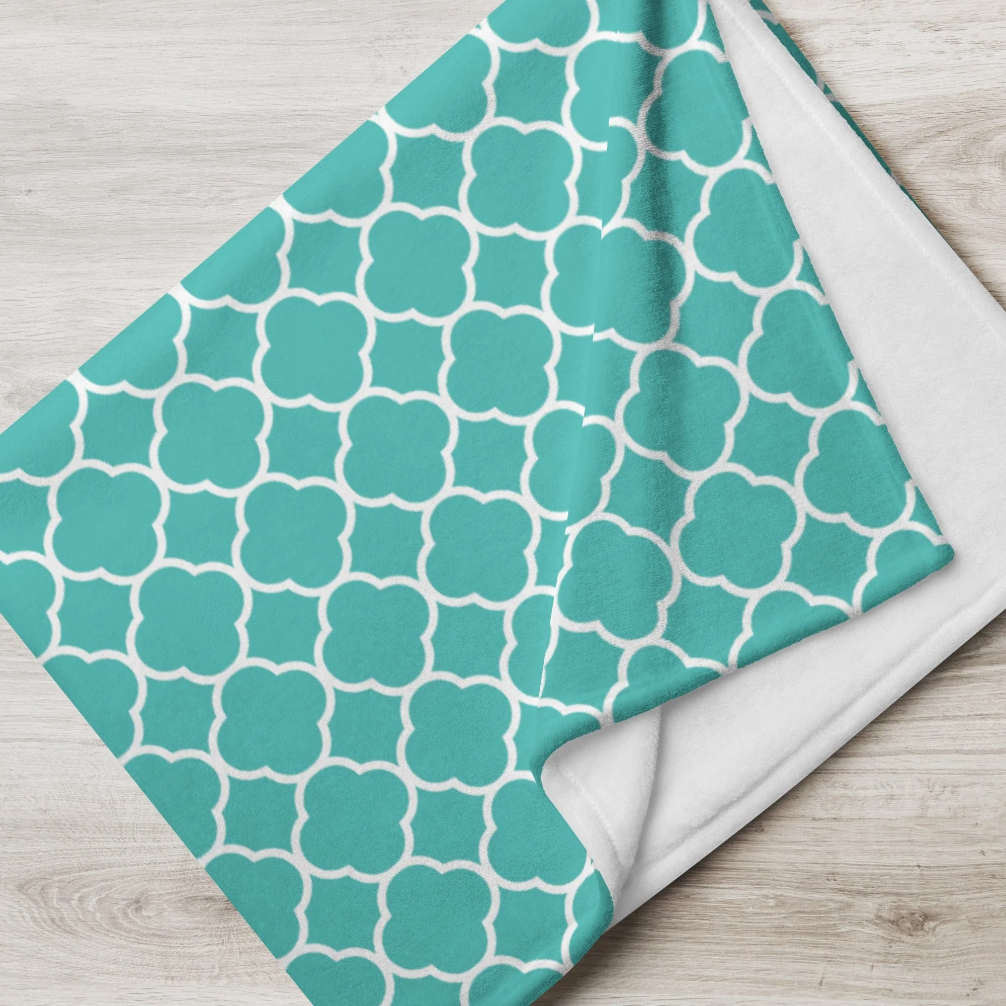 Turquoise Quatrefoil Throw Blanket - Image 11