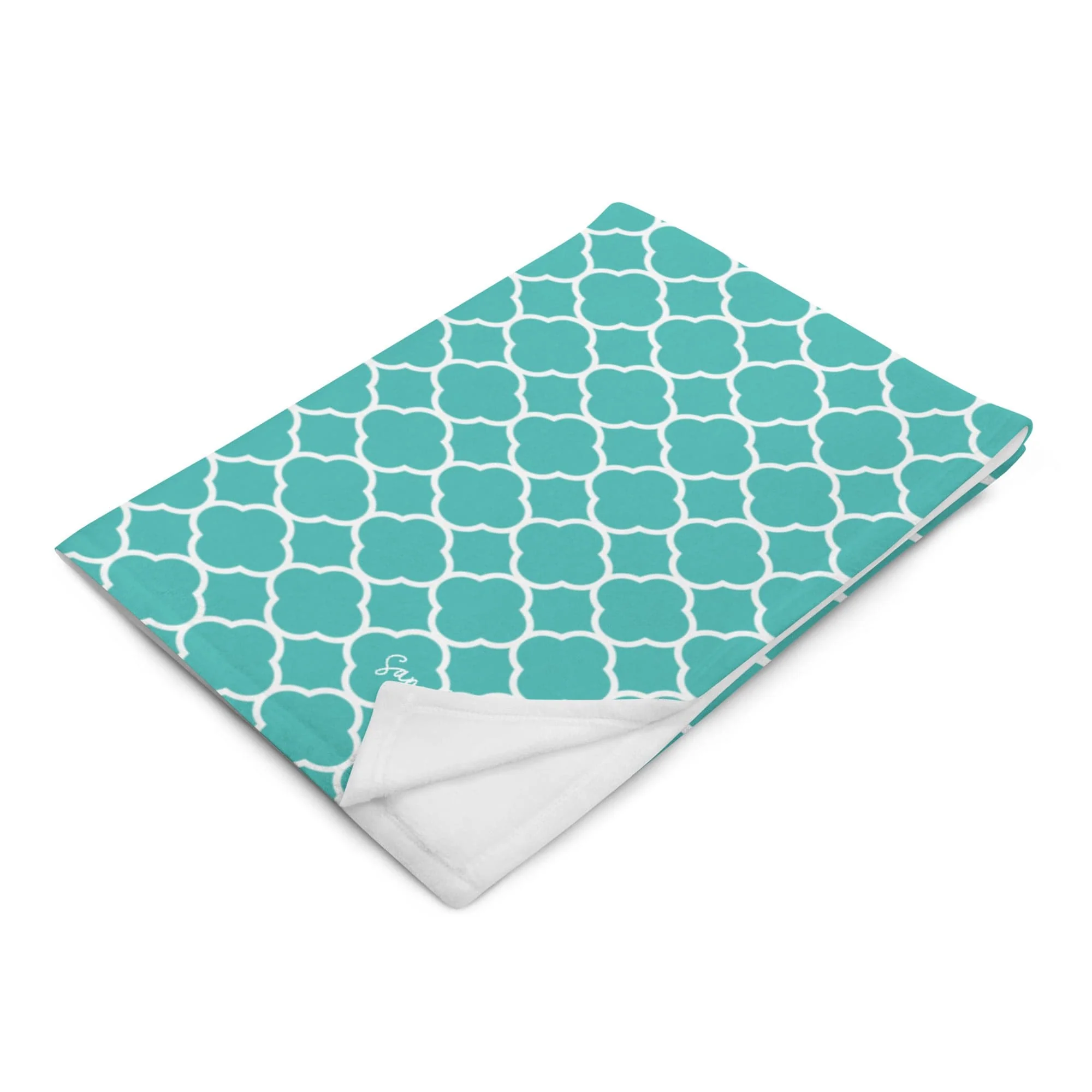 Turquoise Quatrefoil Throw Blanket - Image 13