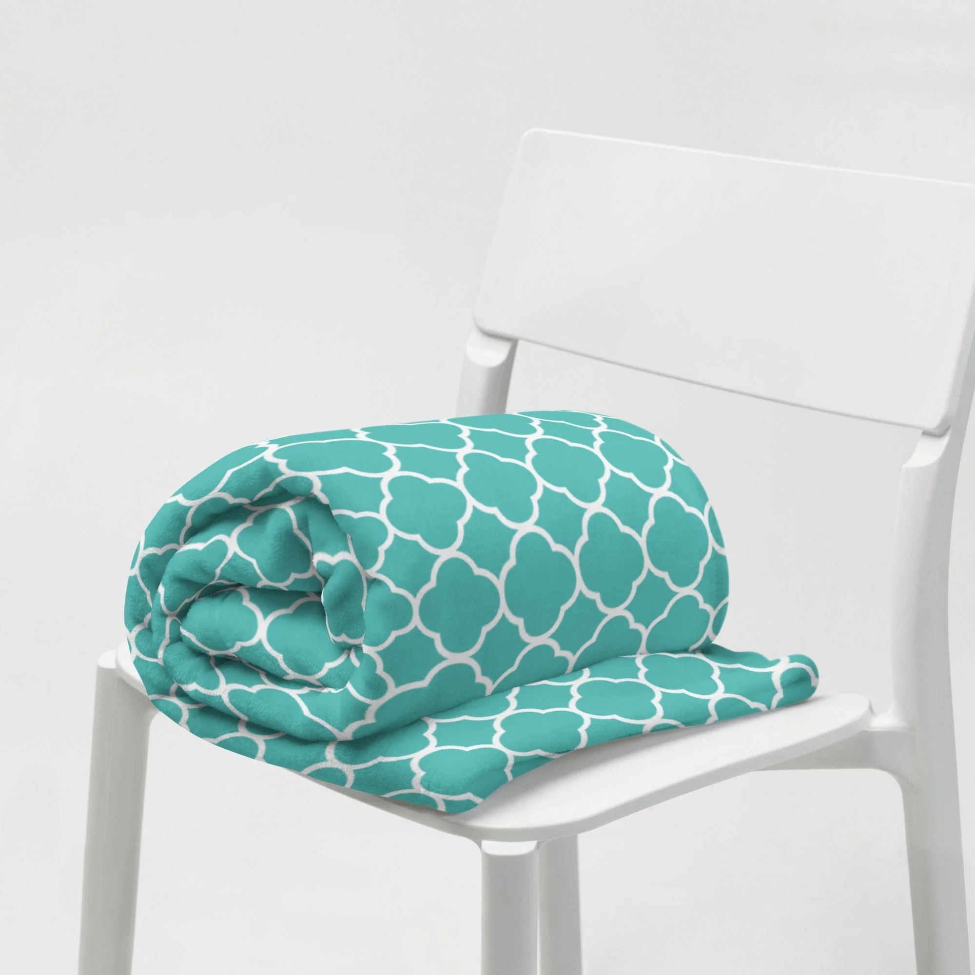 Turquoise Quatrefoil Throw Blanket - Image 14