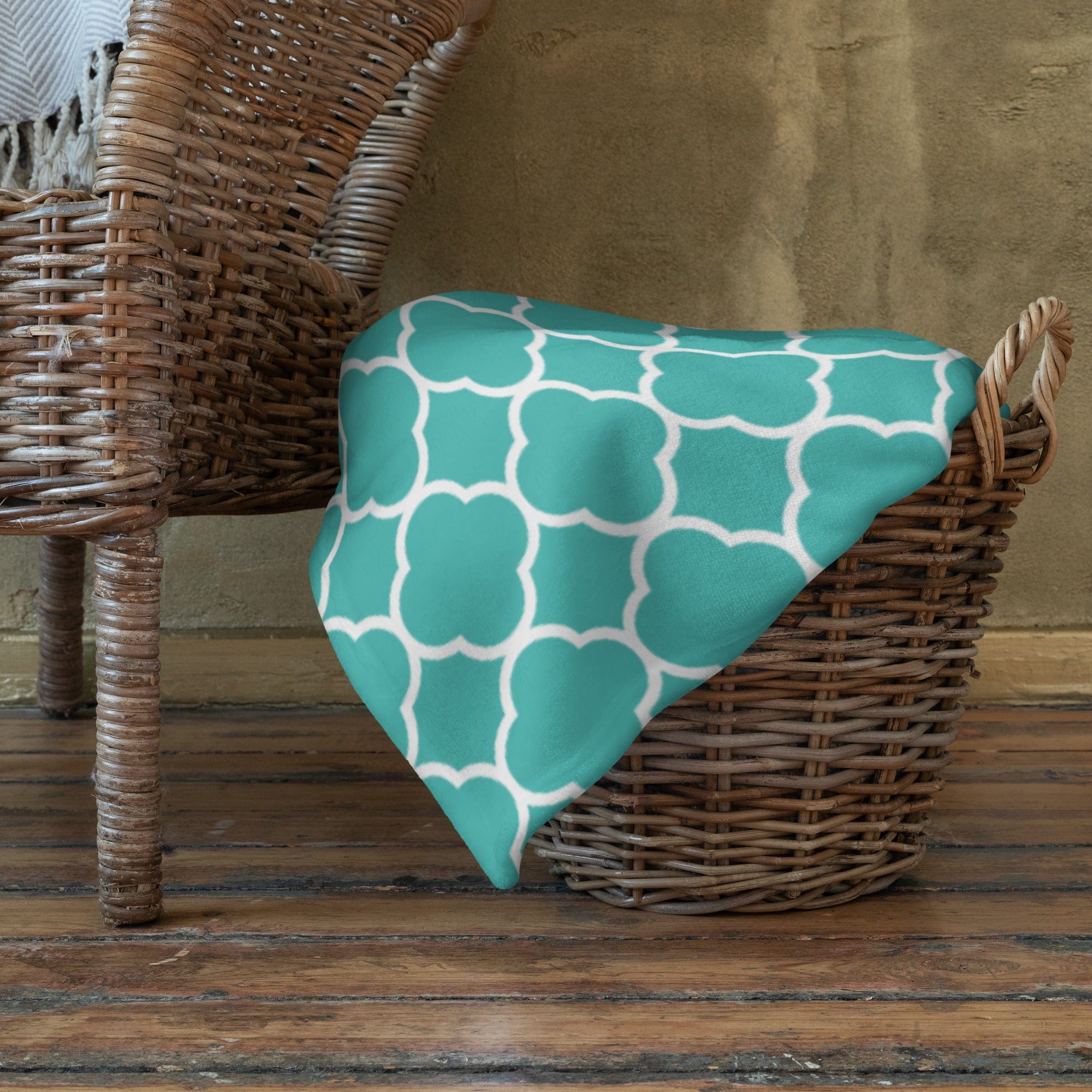 Turquoise Quatrefoil Throw Blanket - Image 3