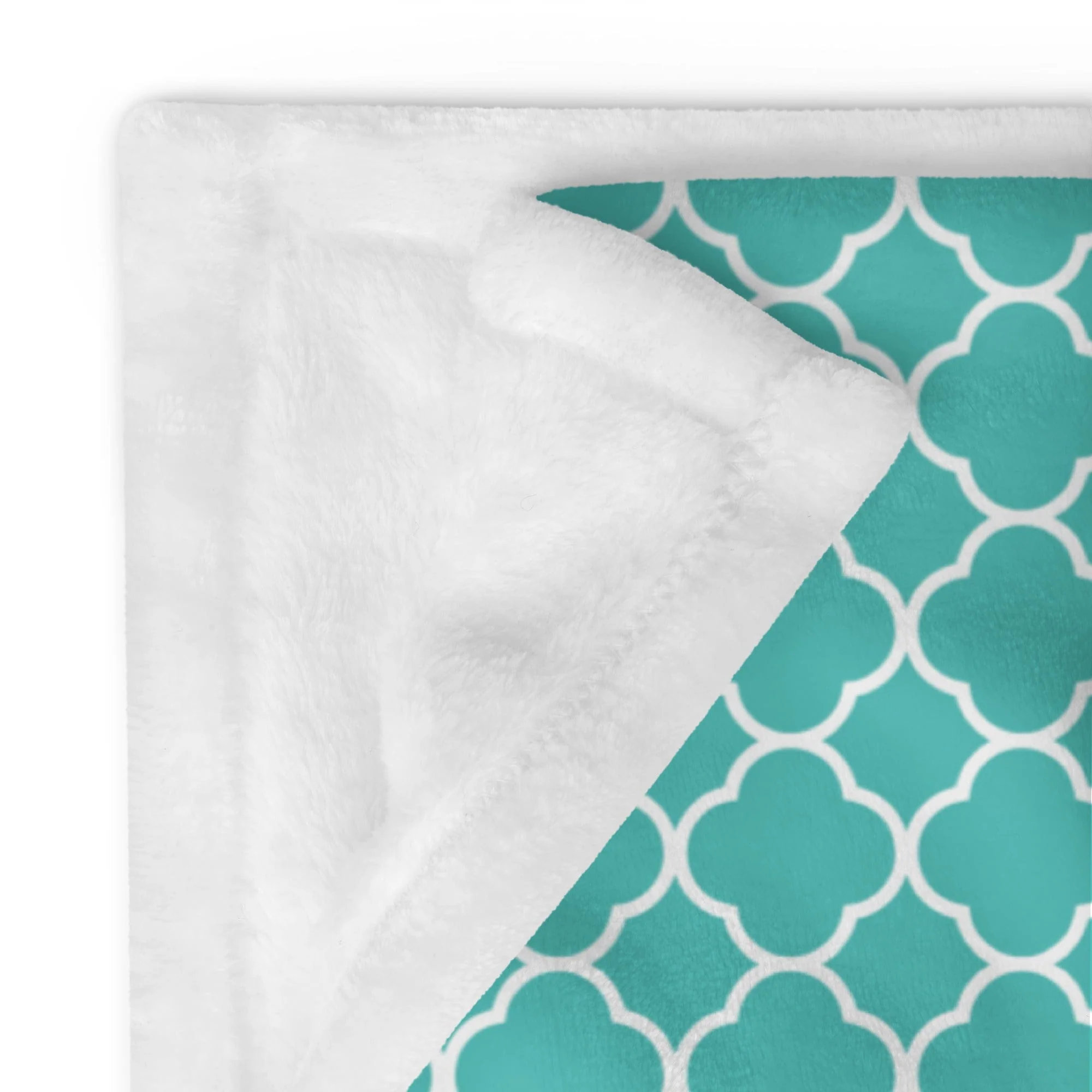 Turquoise Quatrefoil Throw Blanket - Image 7