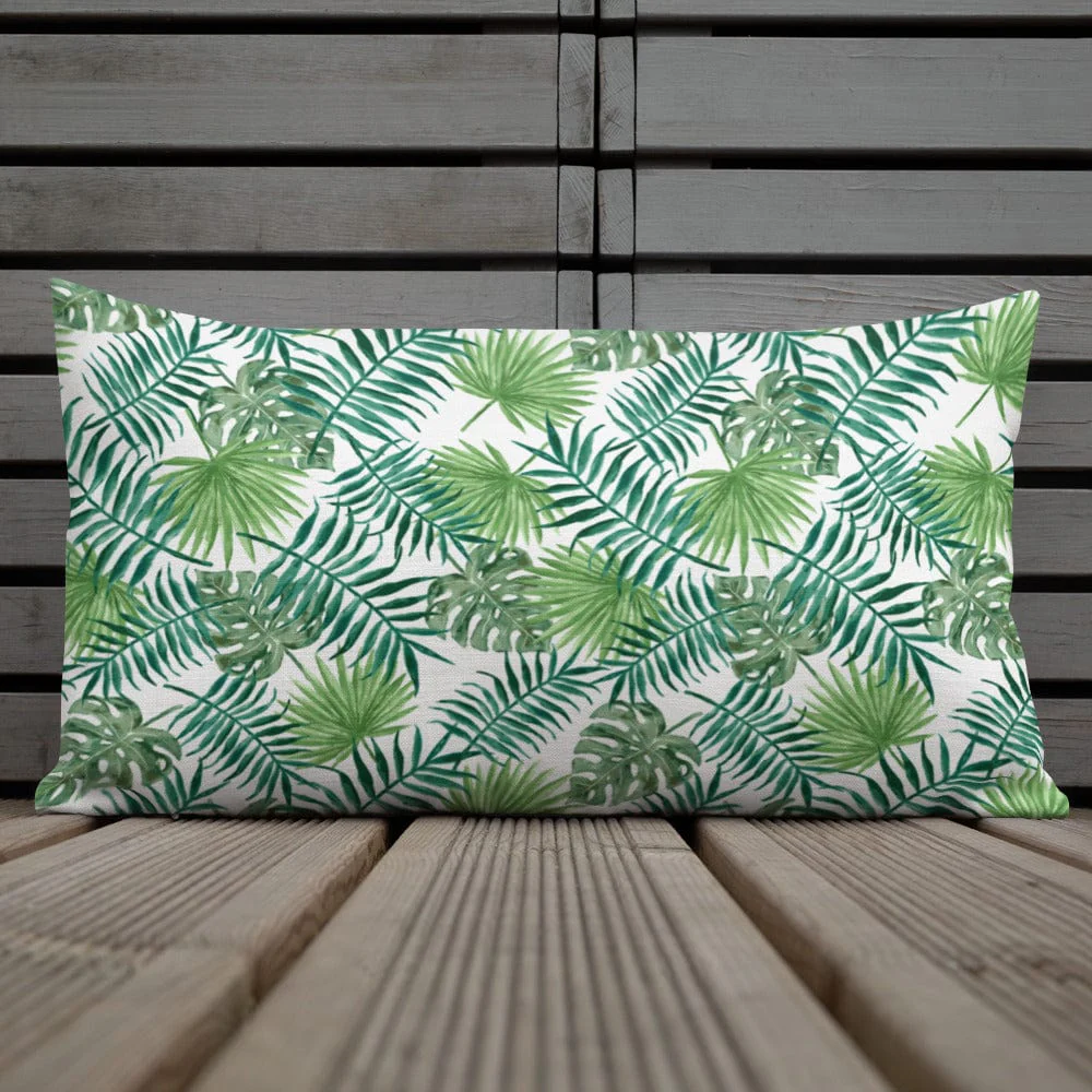 Tropical Leaves Premium Throw Pillow - Image 25