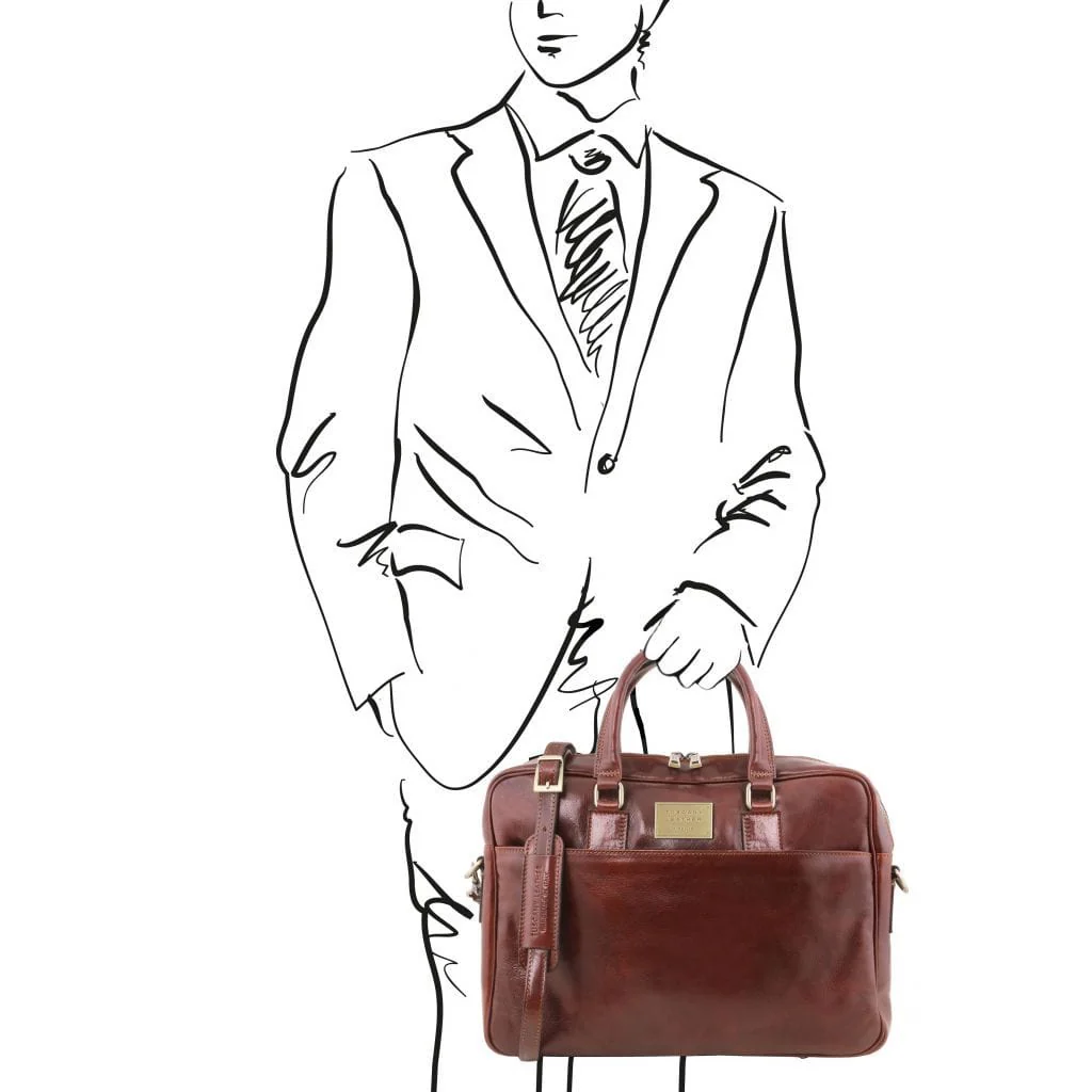 Urbino - Leather laptop briefcase - 2 compartments with front pocket | TL141894 - Image 11