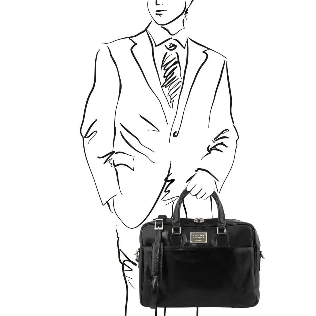 Urbino - Leather laptop briefcase - 2 compartments with front pocket | TL141894 - Image 13