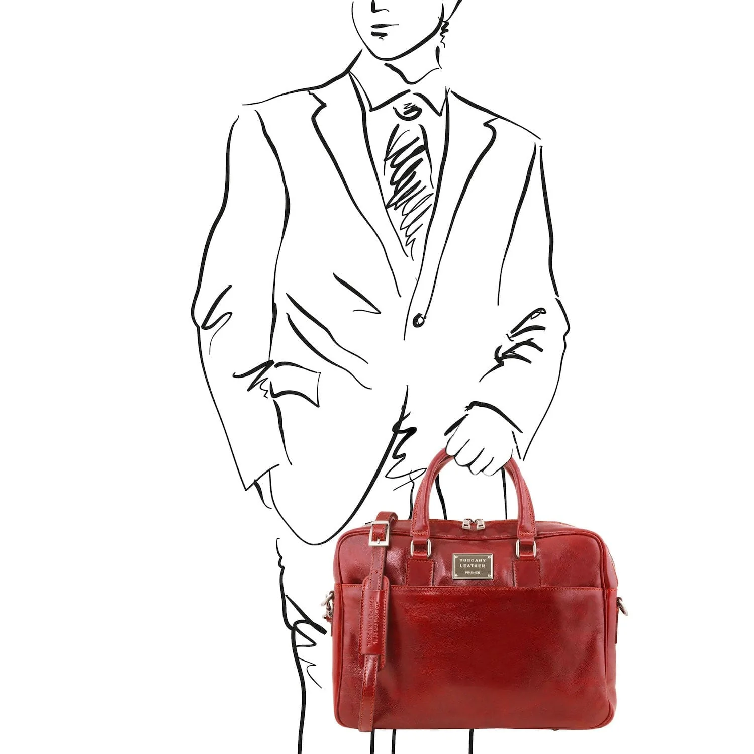 Urbino - Leather laptop briefcase with front pocket | TL141241 - Image 16