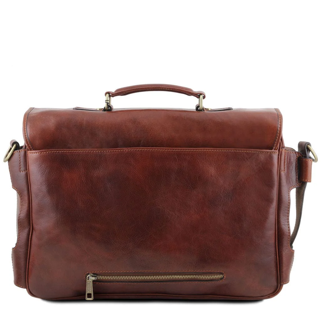 Ventimiglia - Leather multi compartment briefcase with front pockets | TL142069 - Image 2