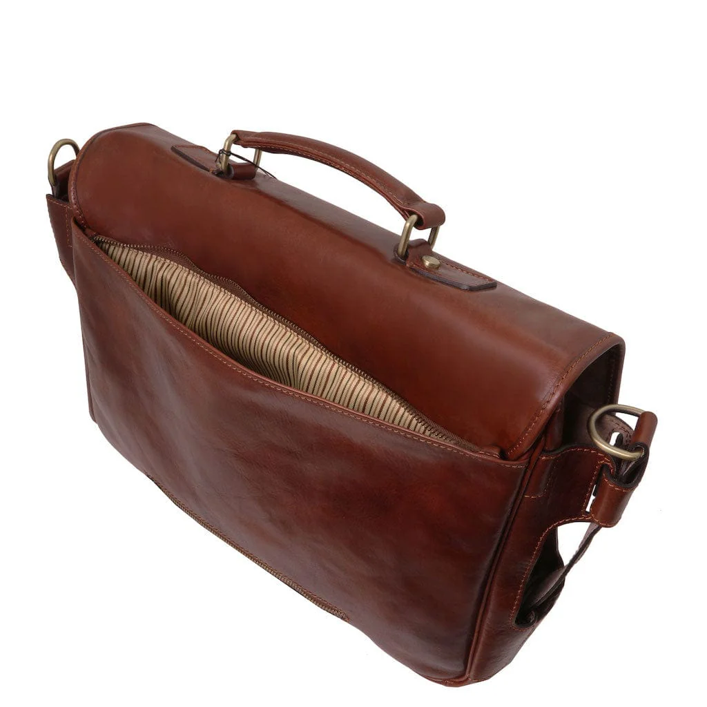 Ventimiglia - Leather multi compartment briefcase with front pockets | TL142069 - Image 3