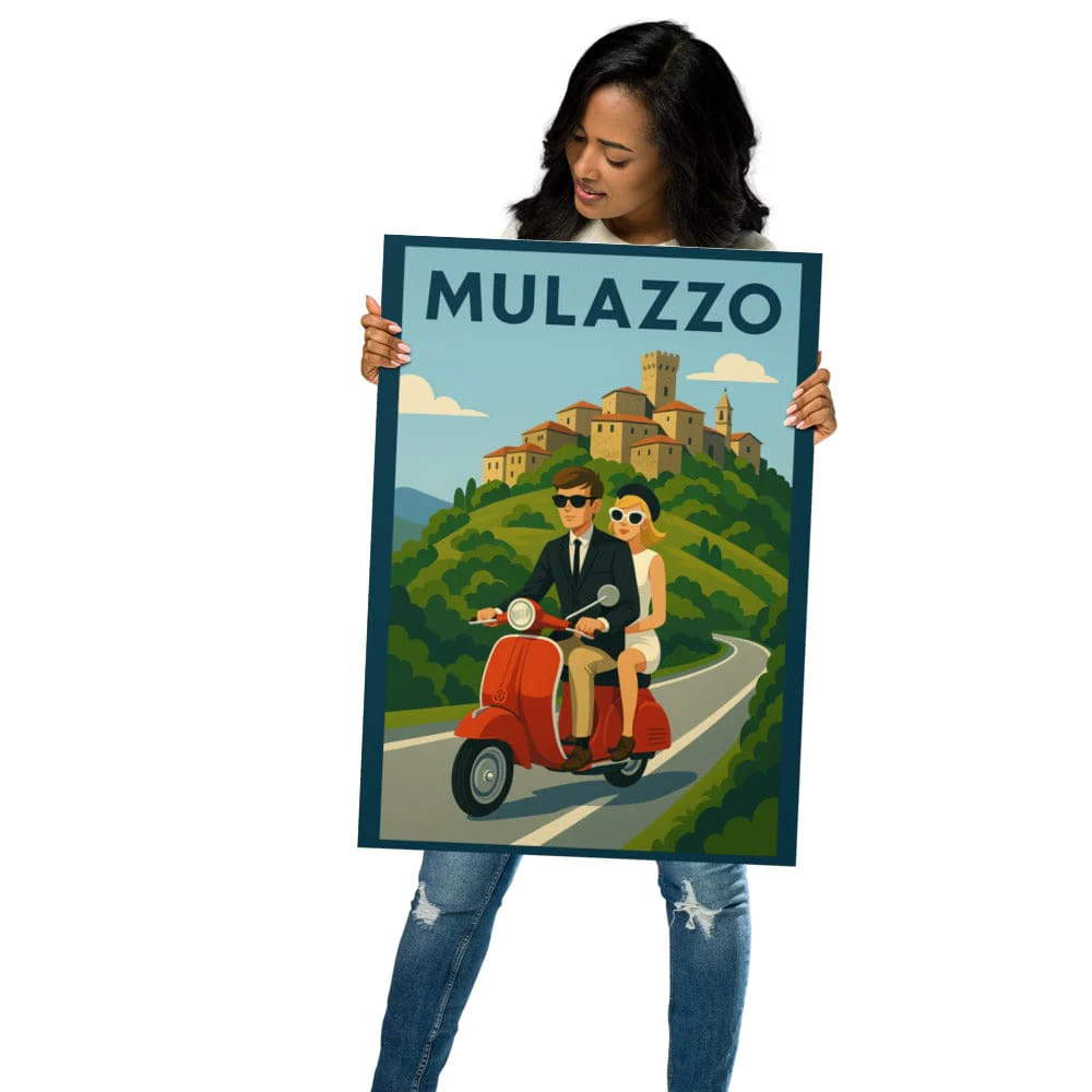 Vintage Travel Poster - Mulazzo, Italy - Couple on Vespa - Image 11