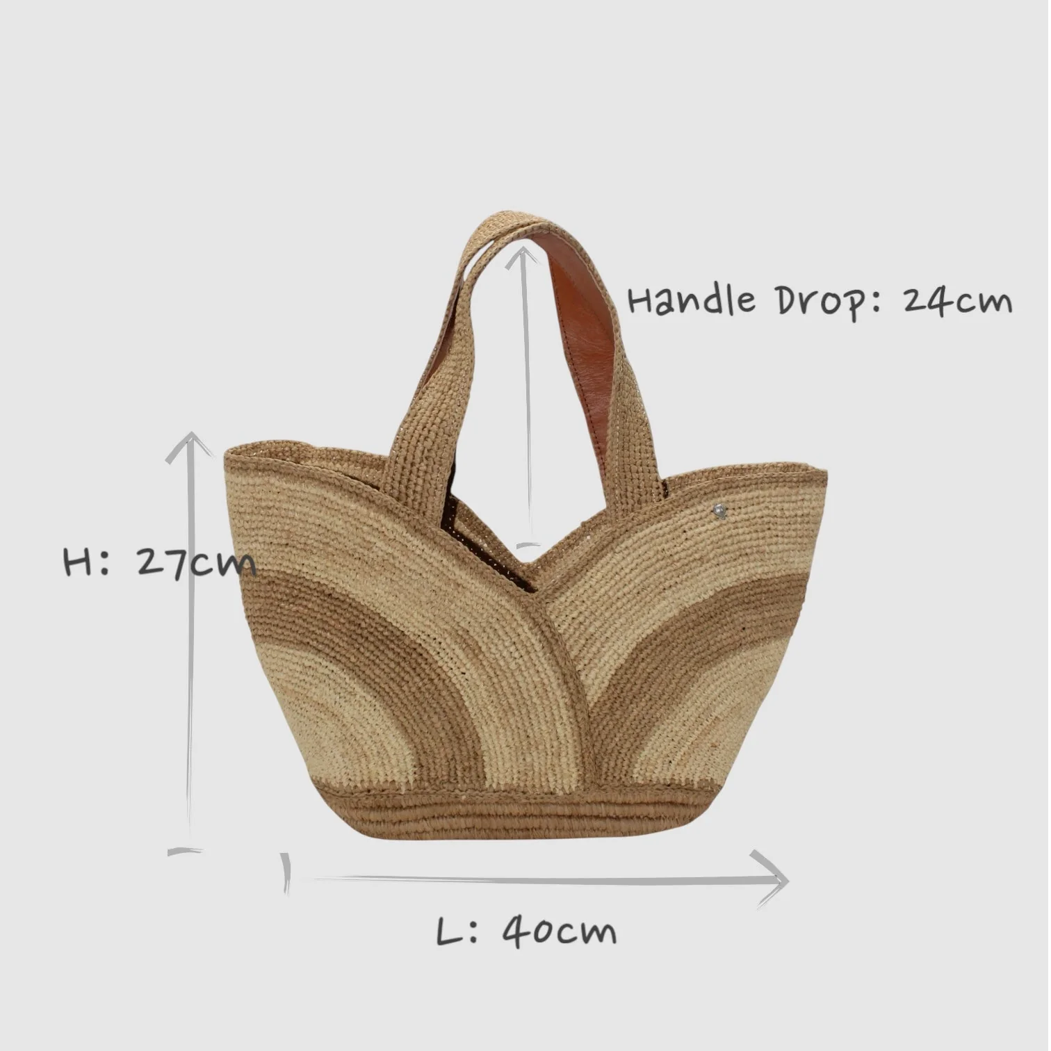 Yasmin - Handmade Natural Raffia Tulip Tote Bag - Khaki - Image 6